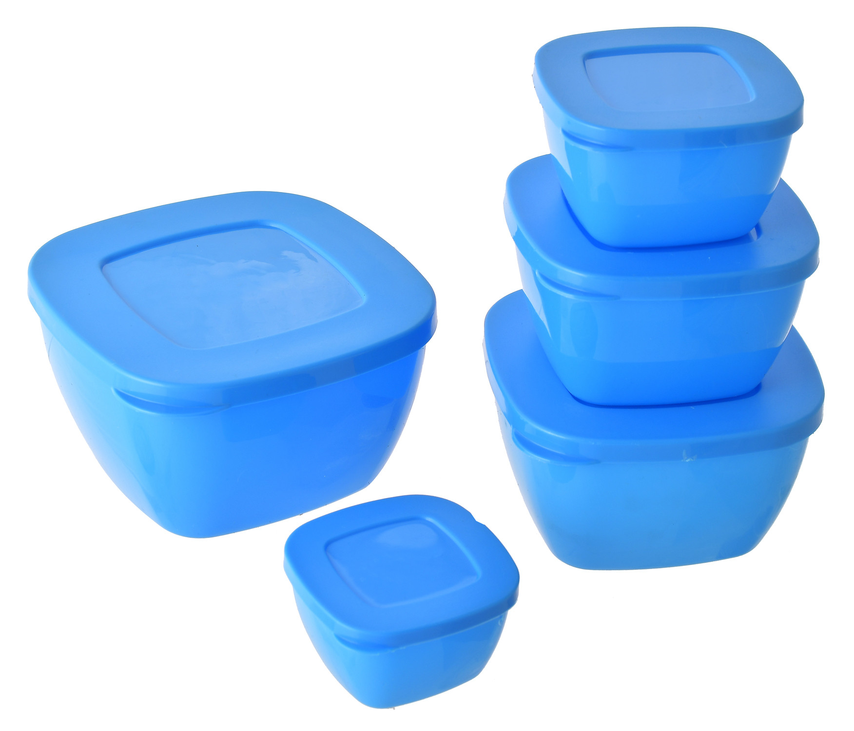 Kuber Industries Microwave Safe Food Storage Plastic Container Set For Kitchen, Fridge, Spices, Dry Fruits With Lid, Set of 5 (Blue)-HS42KUBMART25263
