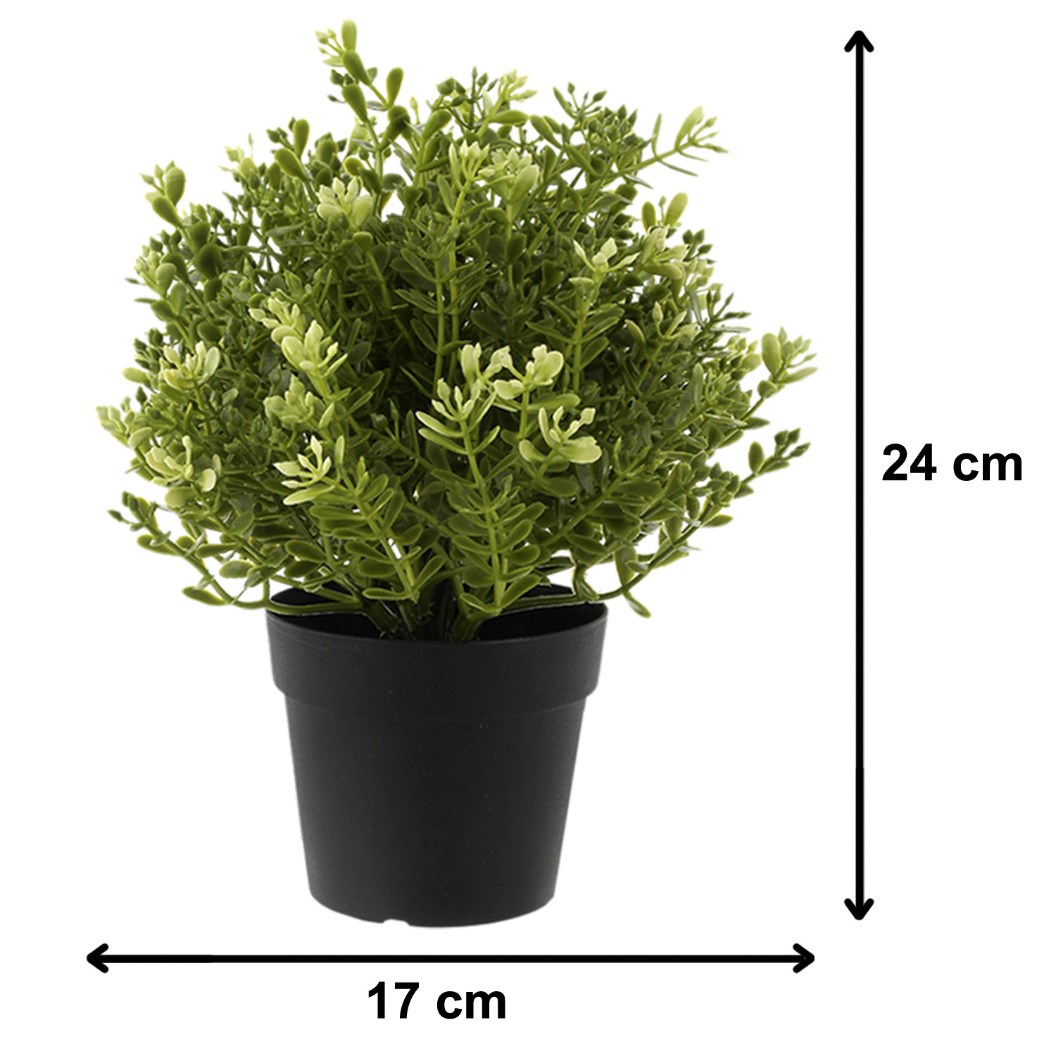 Kuber Industries Mini Plastic Potted Plants for Home Office Decoration, Plastic Plant with Black Plastic Pots, Fake Plant for Bathroom Décor, Green-33_S_KUBQMART11596