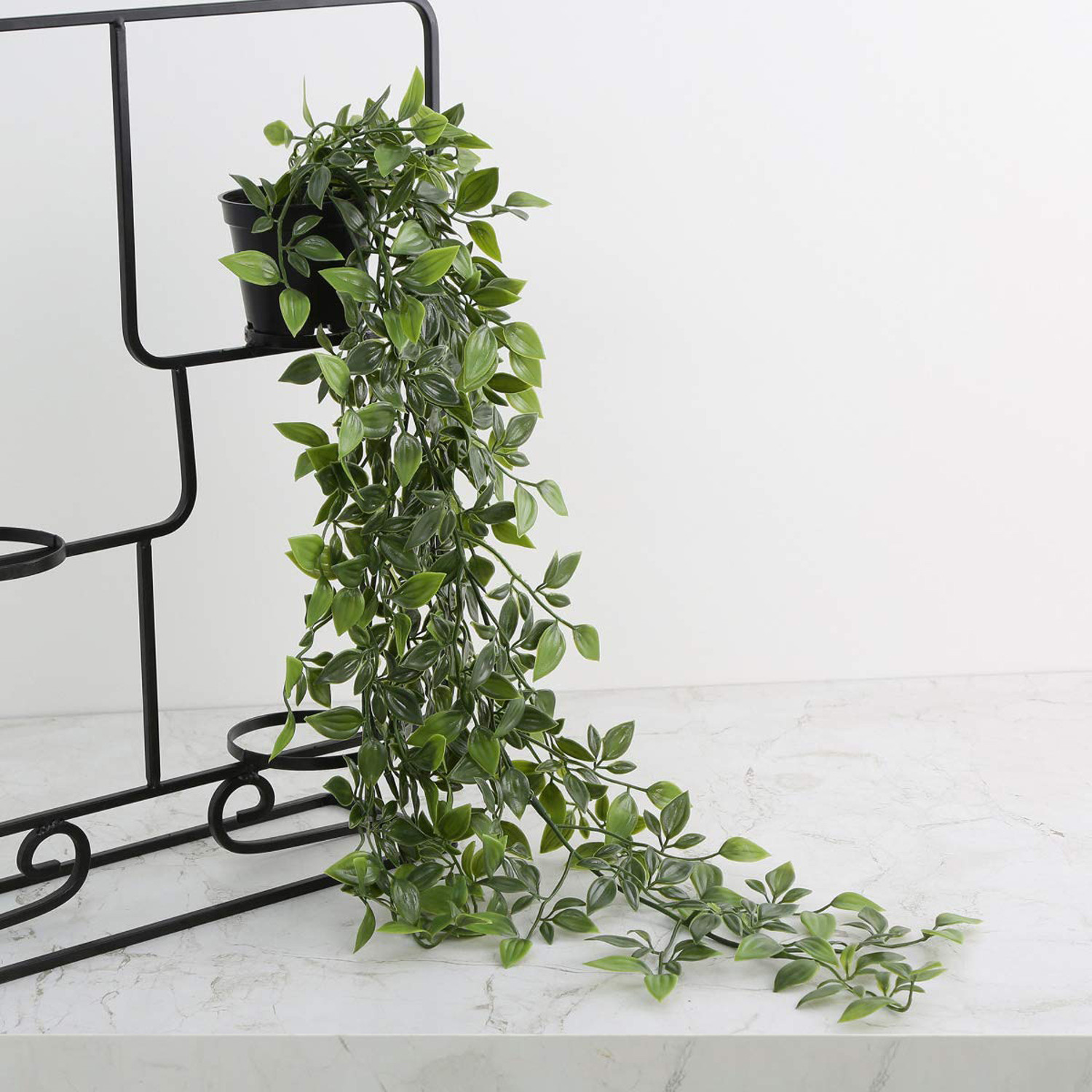 Kuber Industries Mini Plastic Potted Vine Plant for Home Office Decoration, Plastic Vine with Black Plastic Pots, Fake Plant for Bathroom Décor, Green-33_S_KUBQMART11602