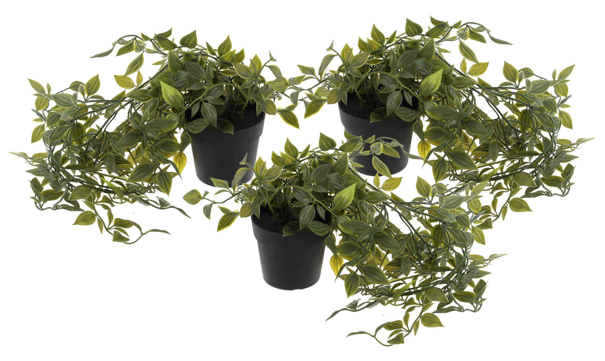Kuber Industries Mini Plastic Potted Vine Plant for Home Office Decoration, Plastic Vine with Black Plastic Pots, Fake Plant for Bathroom Décor, Green-33_S_KUBQMART11602