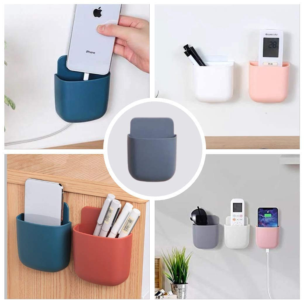 Kuber Industries Mobile Holder|Unbreakable Plastic Storage Case Box|Mobile Phone Charging Wall Mount Stand,Pack of 4 (Multicolor)