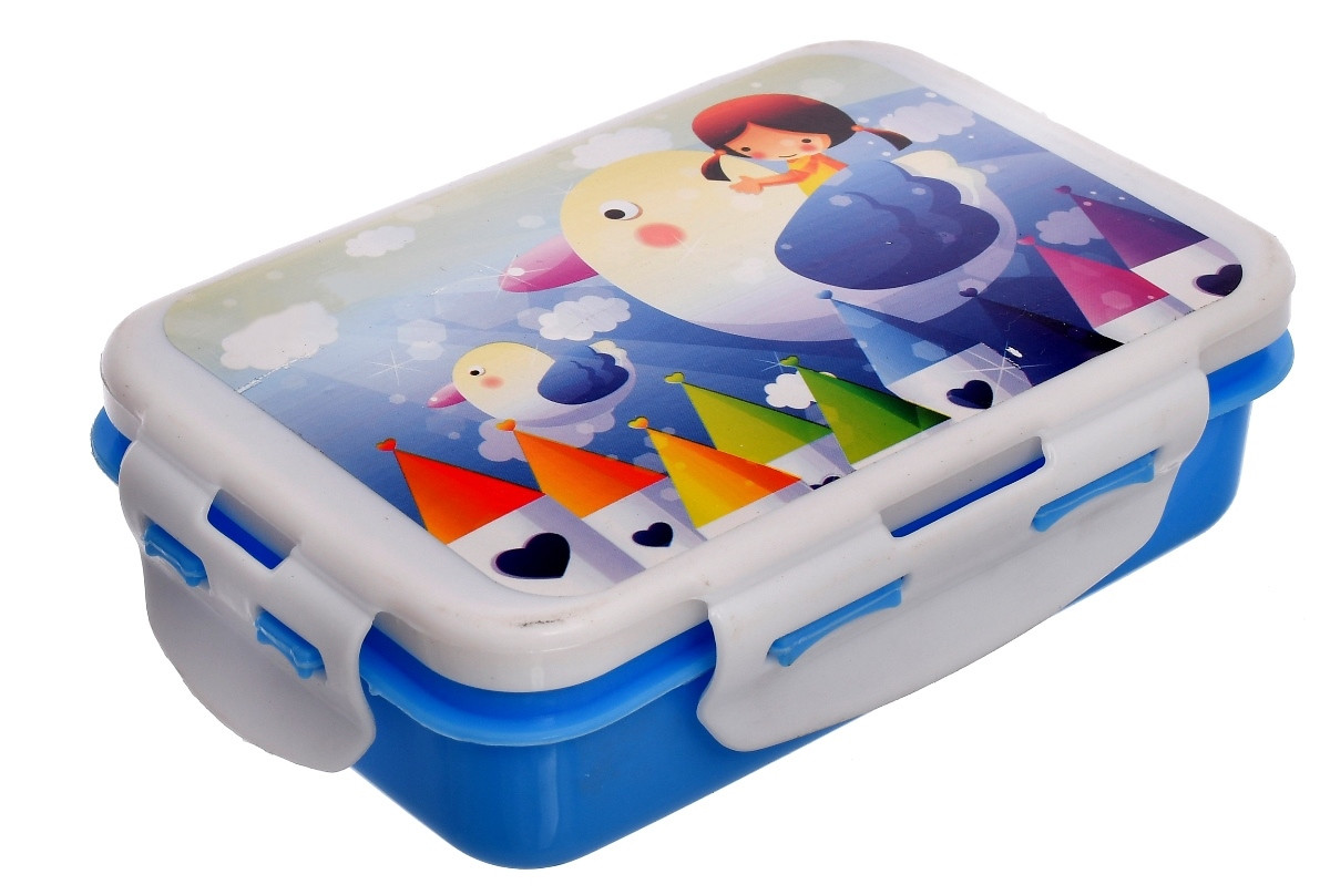 Kuber Industries Model-301 Unbreakable Plastic Small Airtight Leakproof Lunch Box/Tiffin (Blue) Suitable For Nursery to 1st Class-KUBMART1290