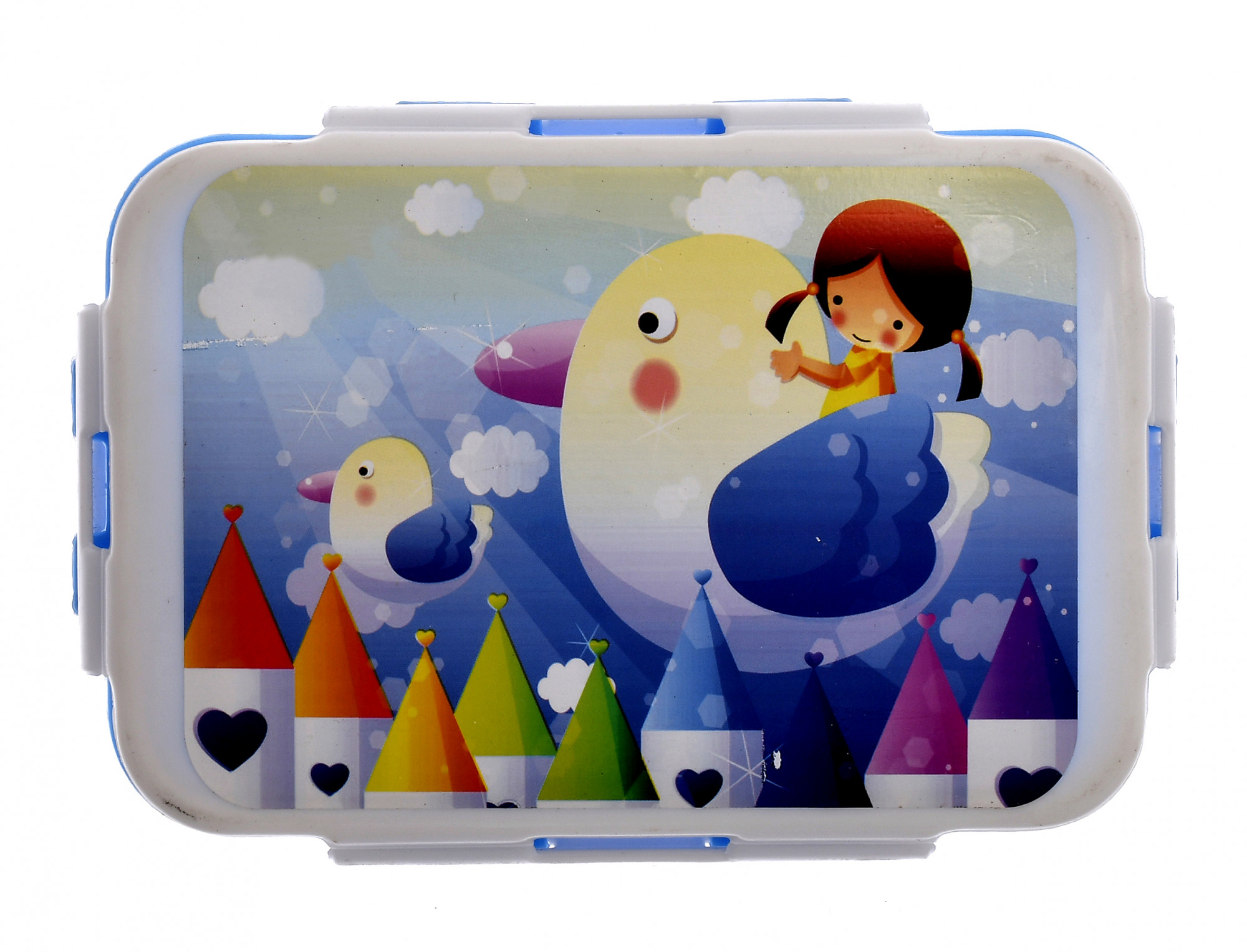 Kuber Industries Model-301 Unbreakable Plastic Small Airtight Leakproof Lunch Box/Tiffin (Blue) Suitable For Nursery to 1st Class-KUBMART1290