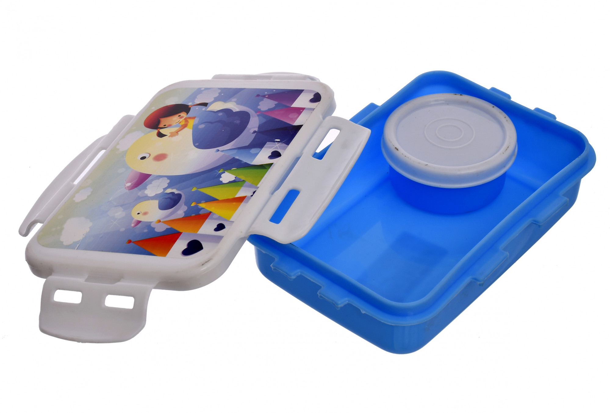Kuber Industries Model-301 Unbreakable Plastic Small Airtight Leakproof Lunch Box/Tiffin (Blue) Suitable For Nursery to 1st Class-KUBMART1290
