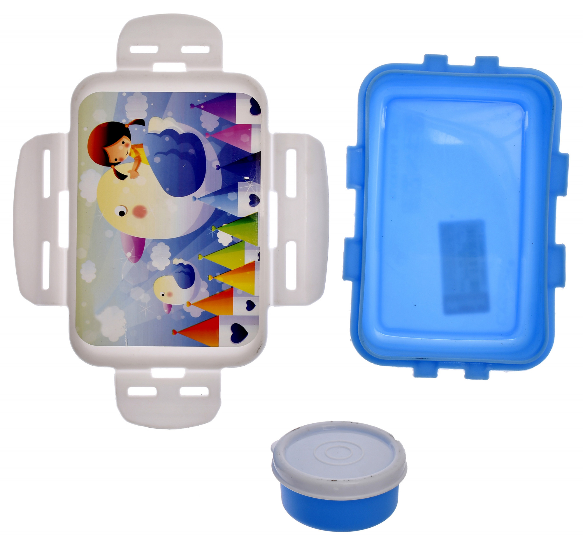 Kuber Industries Model-301 Unbreakable Plastic Small Airtight Leakproof Lunch Box/Tiffin (Blue) Suitable For Nursery to 1st Class-KUBMART1290