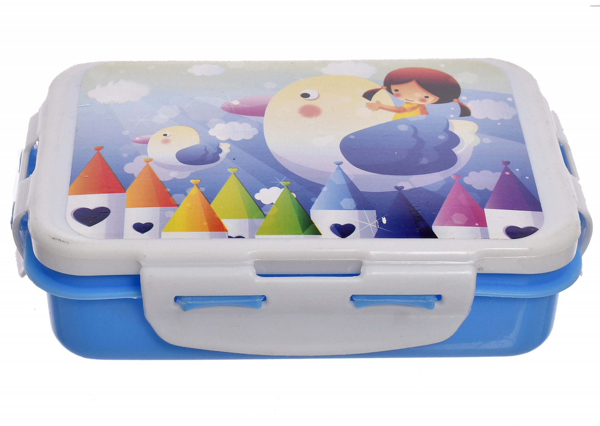 Kuber Industries Model-301 Unbreakable Plastic Small Airtight Leakproof Lunch Box/Tiffin (Blue) Suitable For Nursery to 1st Class-KUBMART1290