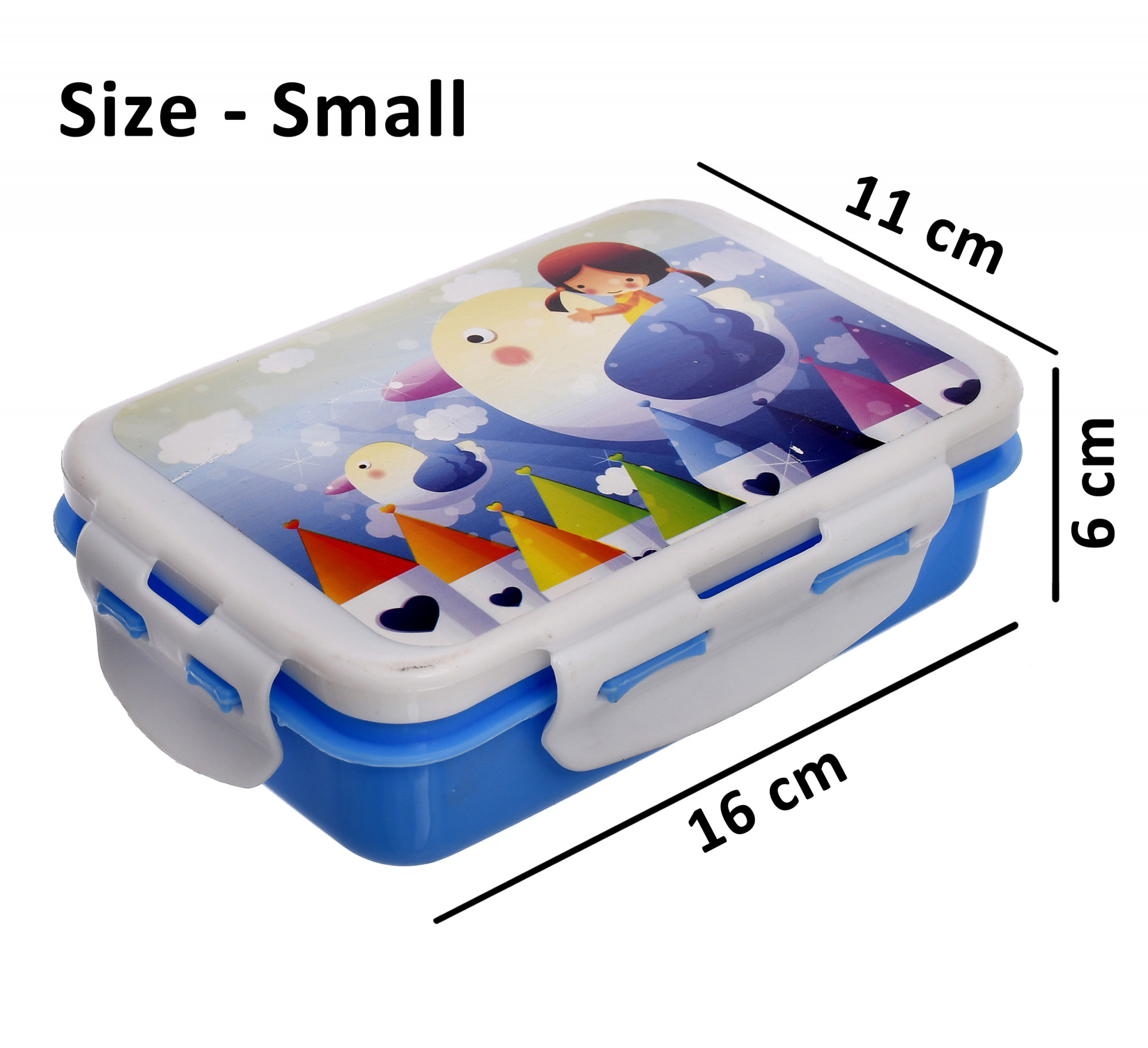 Kuber Industries Model-301 Unbreakable Plastic Small Airtight Leakproof Lunch Box/Tiffin (Blue) Suitable For Nursery to 1st Class-KUBMART1290