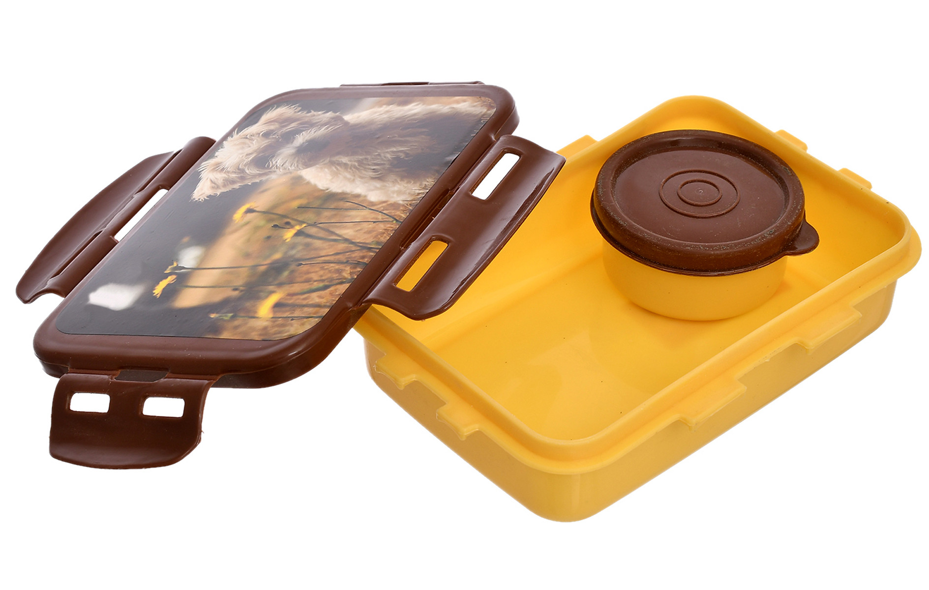 Kuber Industries Model-301 Unbreakable Plastic Small Airtight Leakproof Lunch Box/Tiffin (Brown) Suitable For Nursery to 1st class-KUBMART1292