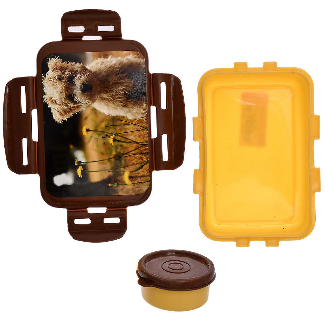 Kuber Industries Model-301 Unbreakable Plastic Small Airtight Leakproof Lunch Box/Tiffin (Brown) Suitable For Nursery to 1st class-KUBMART1292