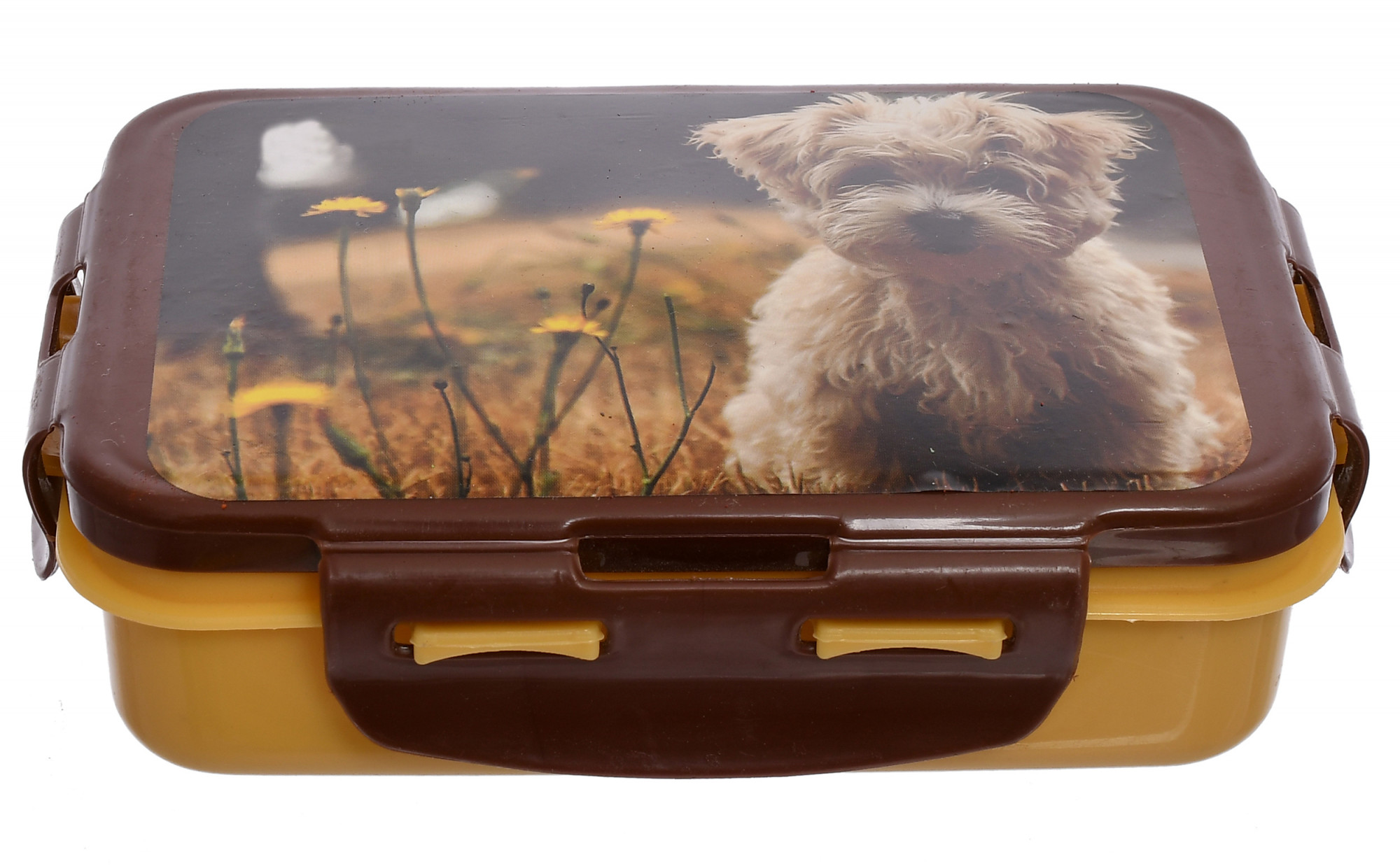 Kuber Industries Model-301 Unbreakable Plastic Small Airtight Leakproof Lunch Box/Tiffin (Brown) Suitable For Nursery to 1st class-KUBMART1292