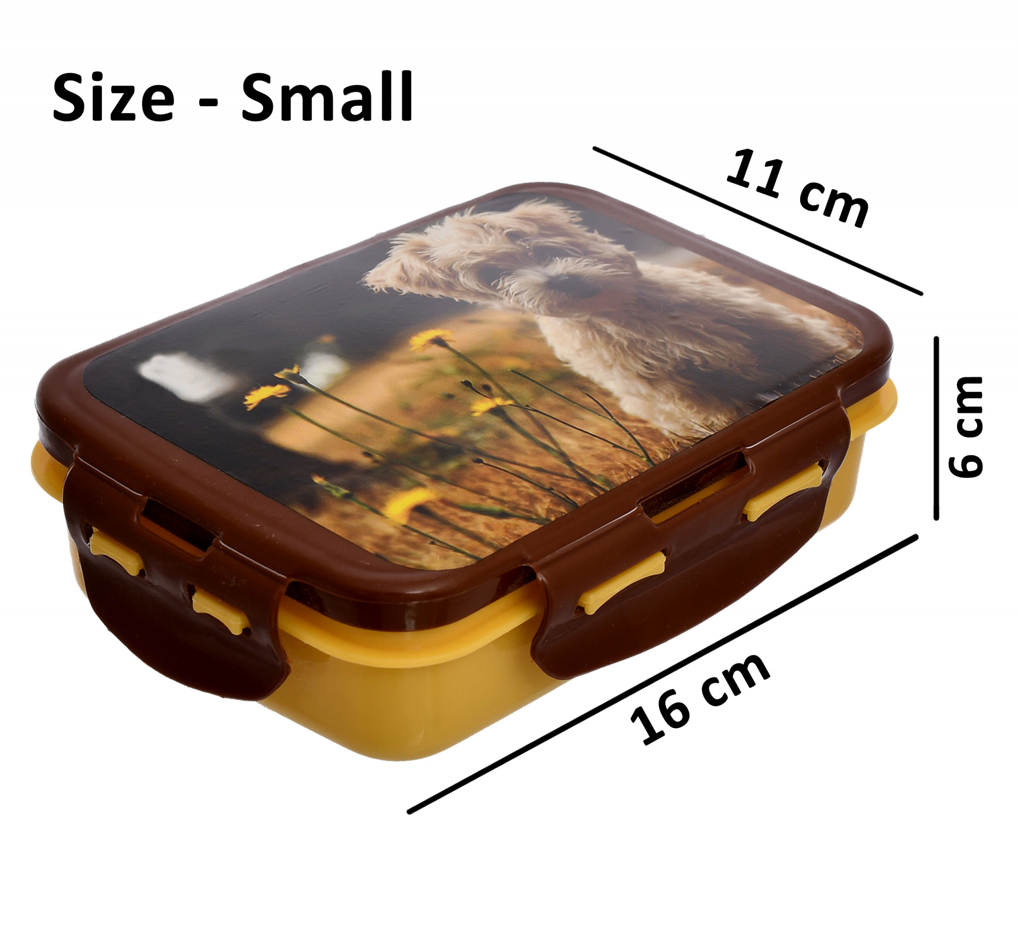 Kuber Industries Model-301 Unbreakable Plastic Small Airtight Leakproof Lunch Box/Tiffin (Brown) Suitable For Nursery to 1st class-KUBMART1292