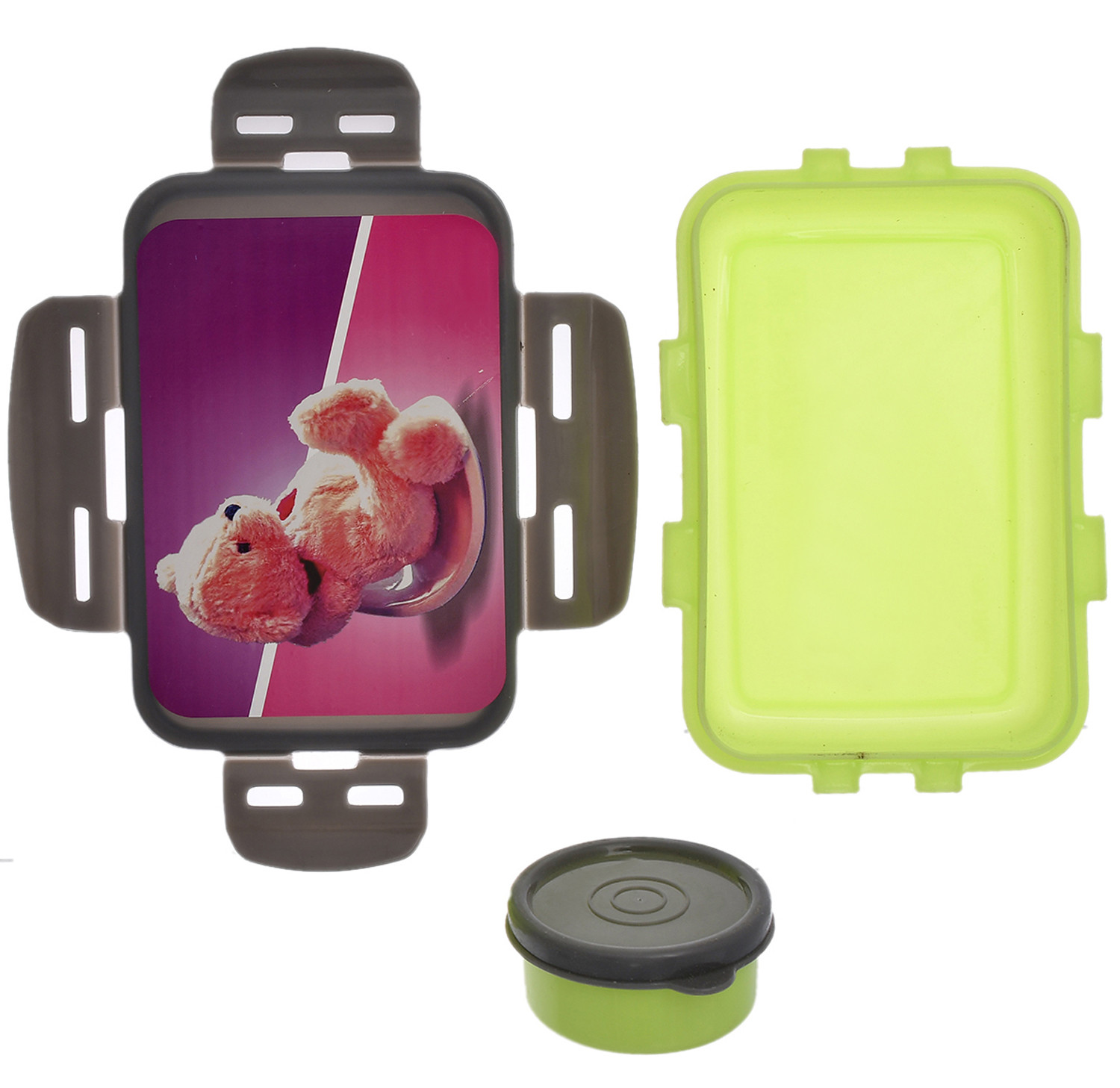 Kuber Industries Model-301 Unbreakable Plastic Small Airtight Leakproof Lunch Box/Tiffin (Green) Suitable For Nursery to 1st class-KUBMART1294
