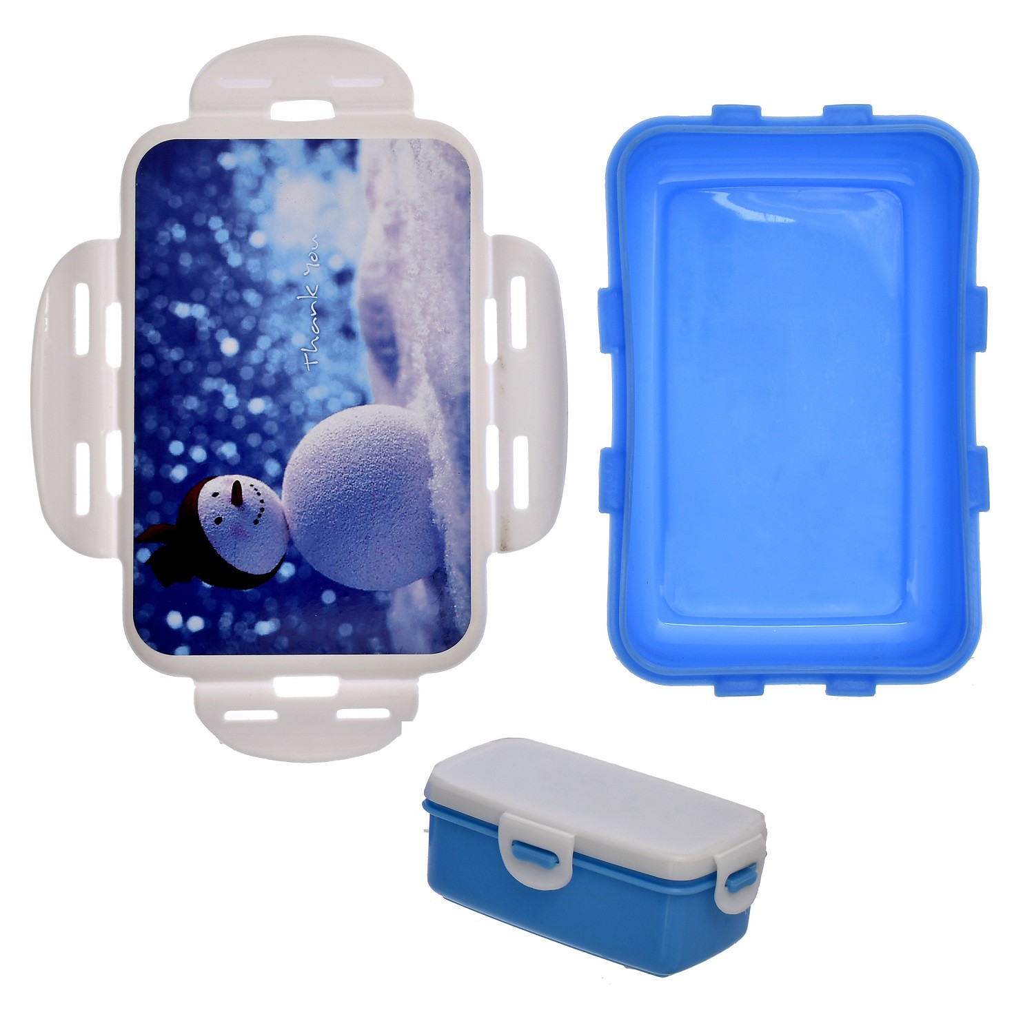 Kuber Industries Model-401 Unbreakable Plastic Medium Airtight Leakproof Lunch Box/Tiffin (Blue)-KUBMART1298