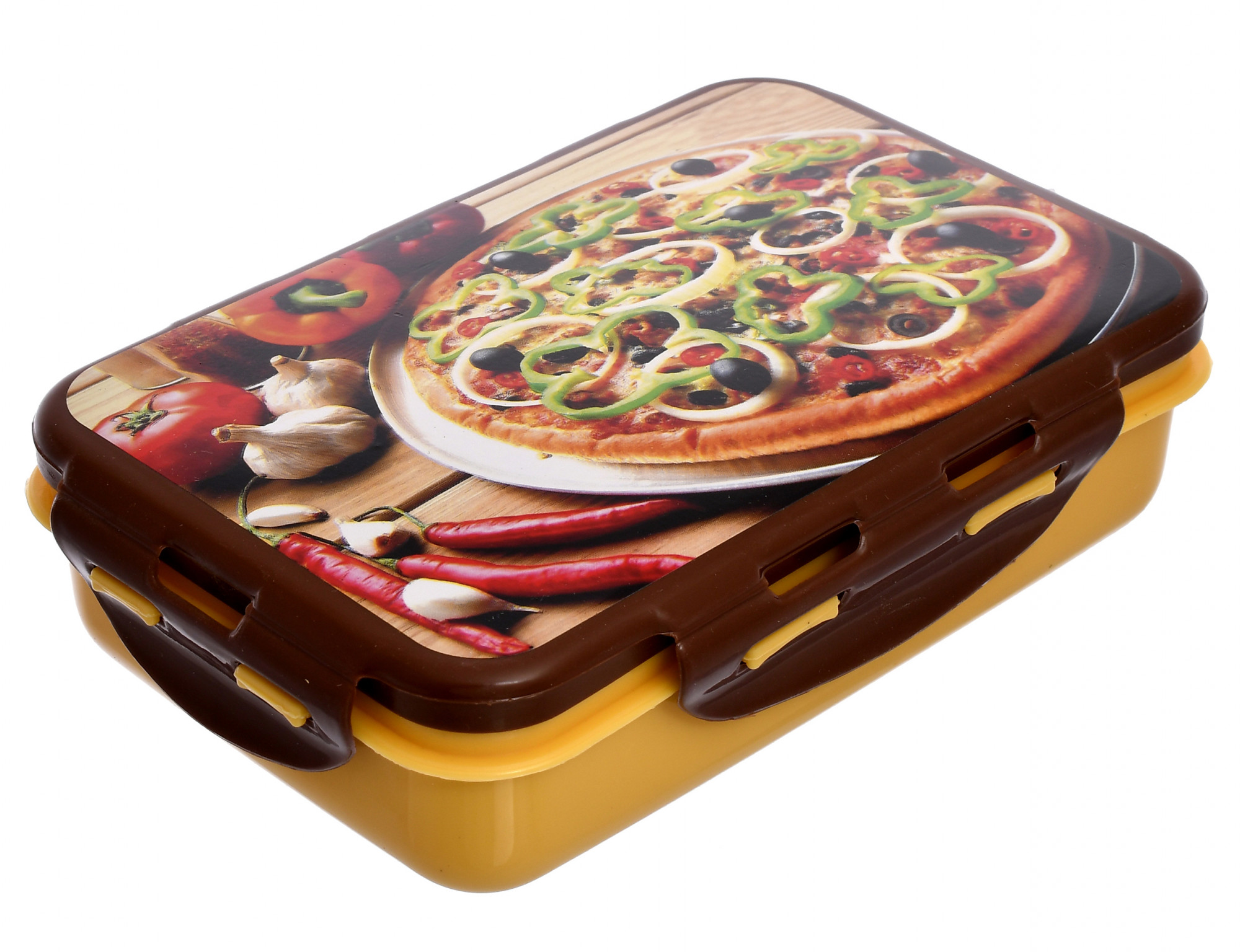 Kuber Industries Model-401 Unbreakable Plastic Medium Airtight Leakproof Lunch Box/Tiffin (Brown)-KUBMART1302
