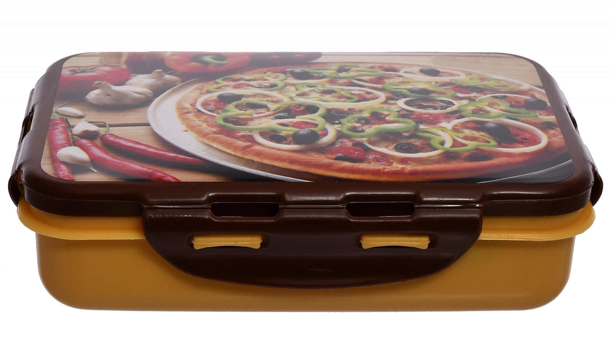 Kuber Industries Model-401 Unbreakable Plastic Medium Airtight Leakproof Lunch Box/Tiffin (Brown)-KUBMART1302
