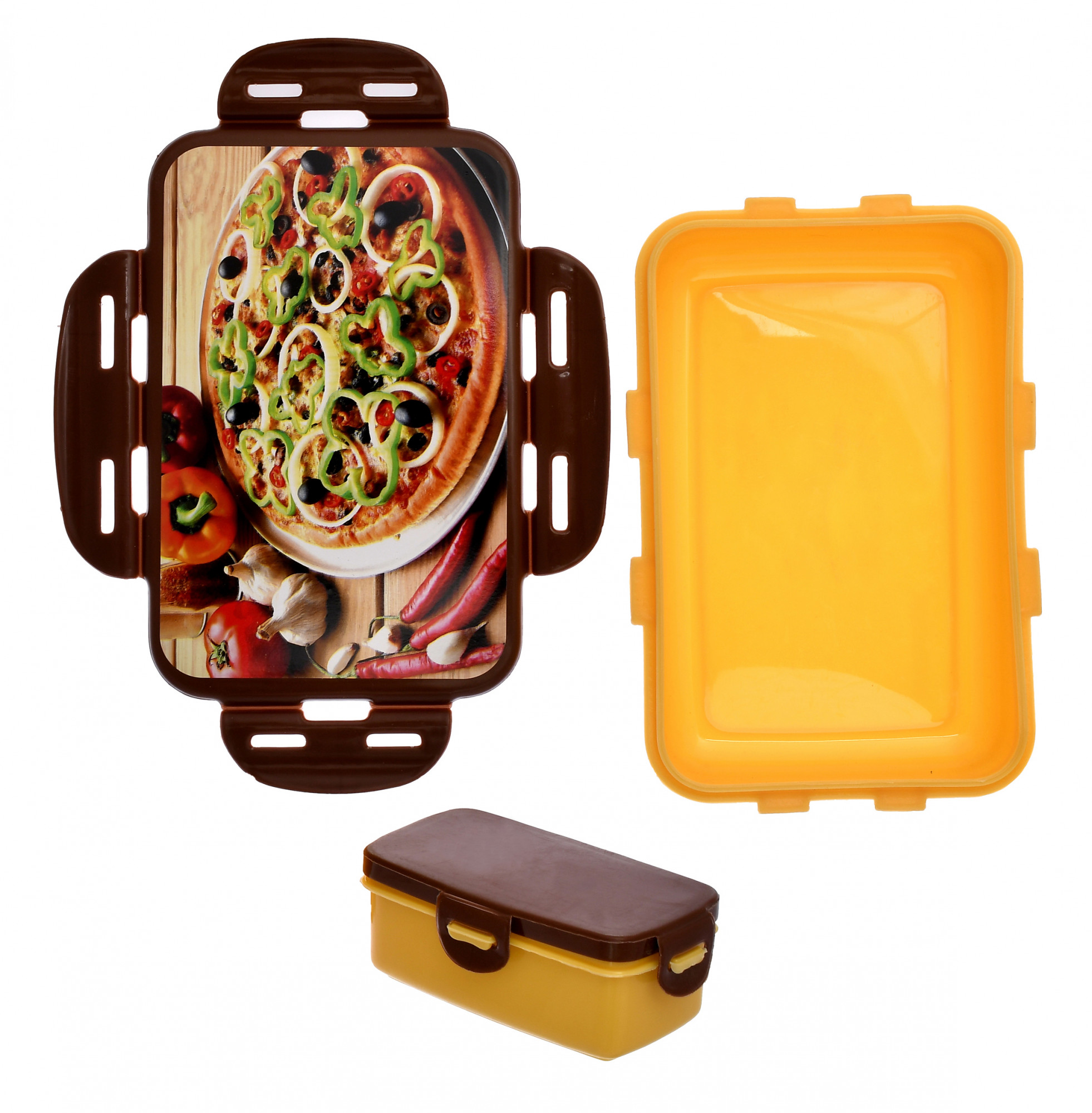 Kuber Industries Model-401 Unbreakable Plastic Medium Airtight Leakproof Lunch Box/Tiffin (Brown)-KUBMART1302