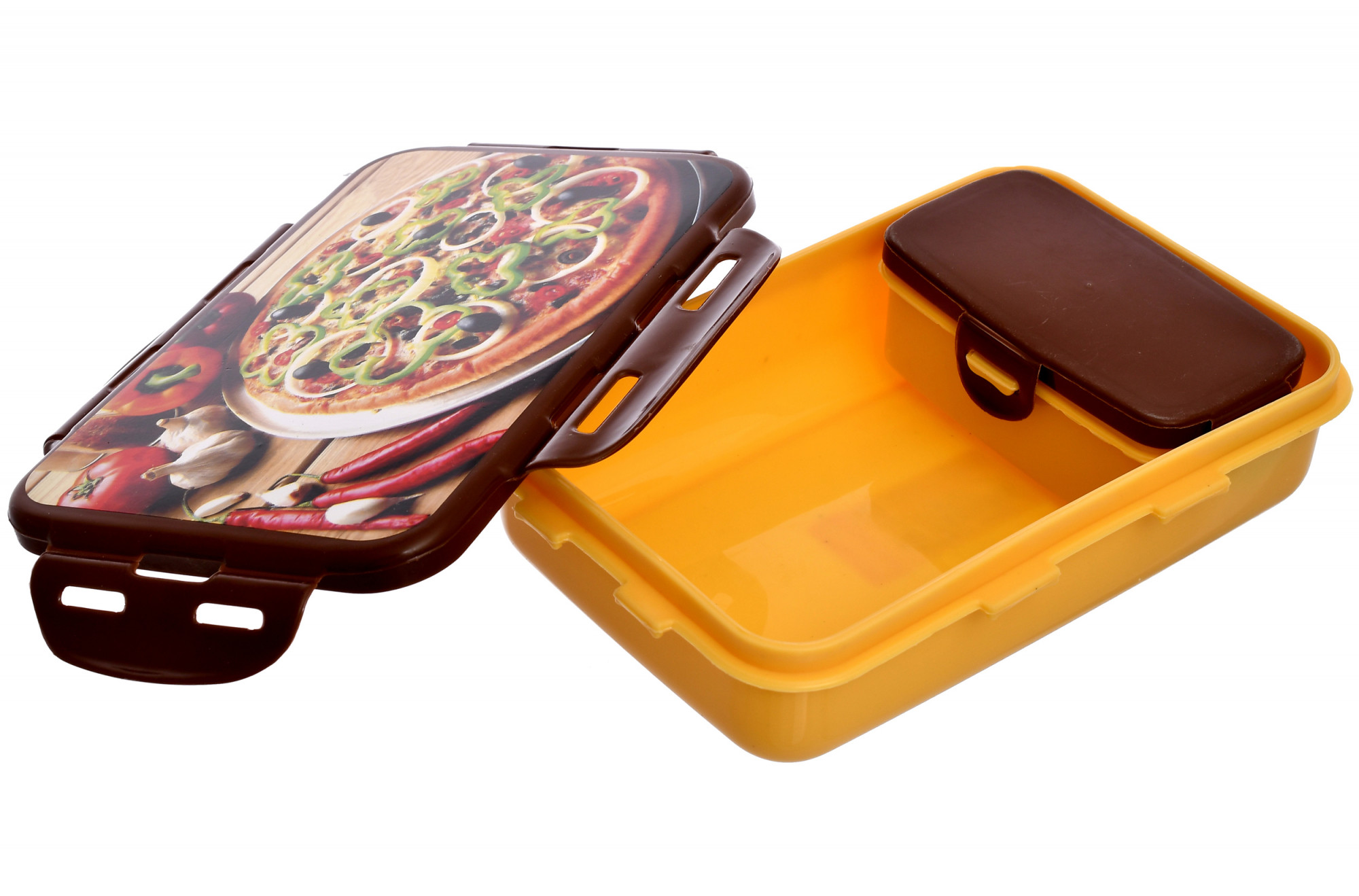 Kuber Industries Model-401 Unbreakable Plastic Medium Airtight Leakproof Lunch Box/Tiffin (Brown)-KUBMART1302