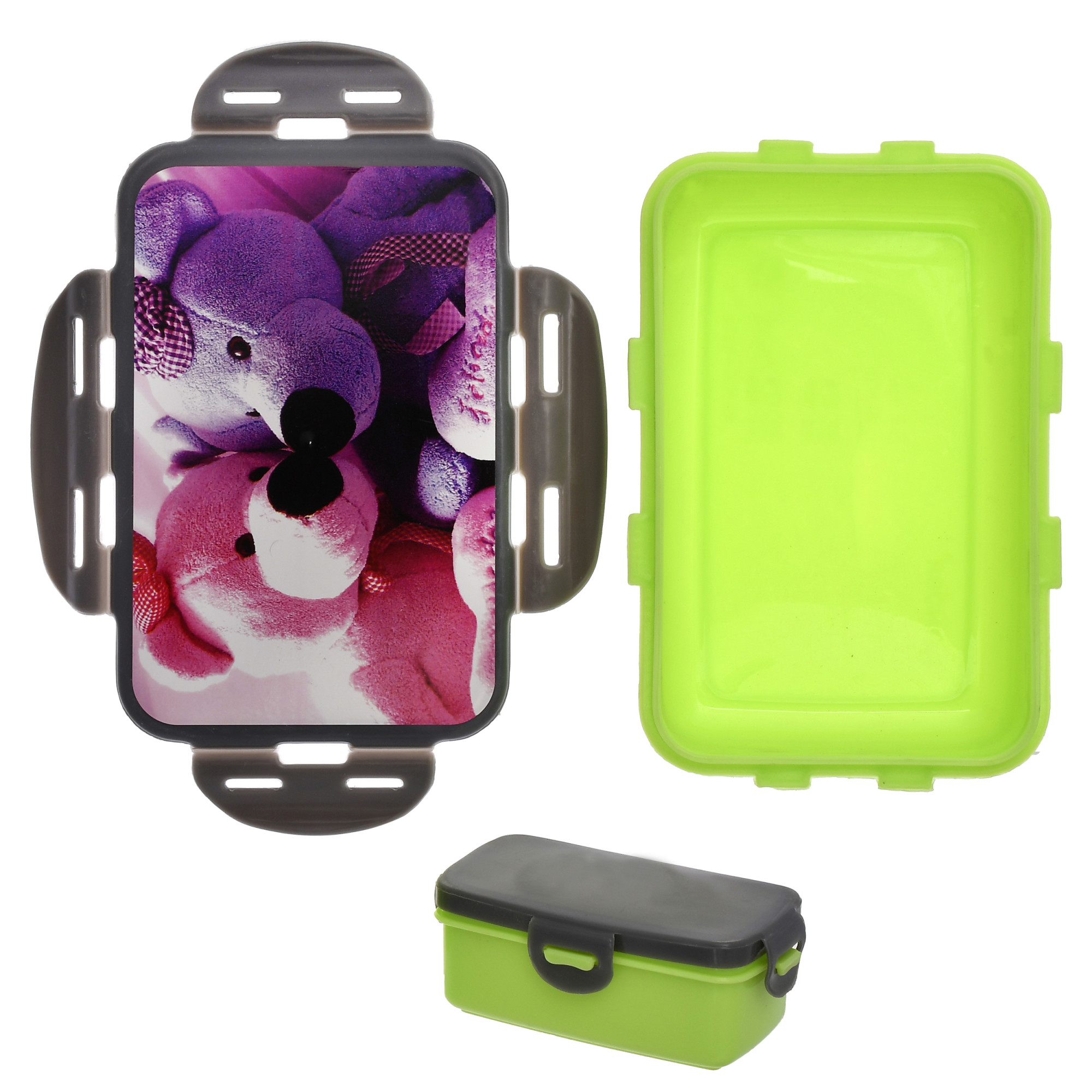 Kuber Industries Model-401 Unbreakable Plastic Medium Airtight Leakproof Lunch Box/Tiffin (Green)-KUBMART1304