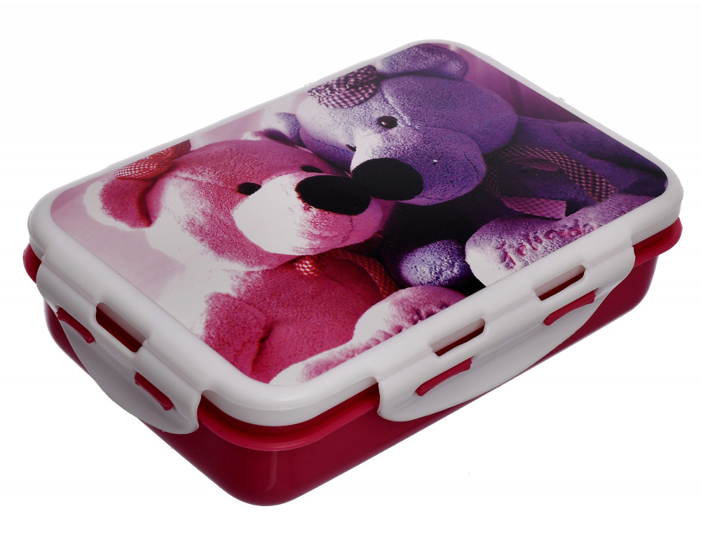 Kuber Industries Model-401 Unbreakable Plastic Medium Airtight Leakproof Lunch Box/Tiffin (Pink)-KUBMART1300