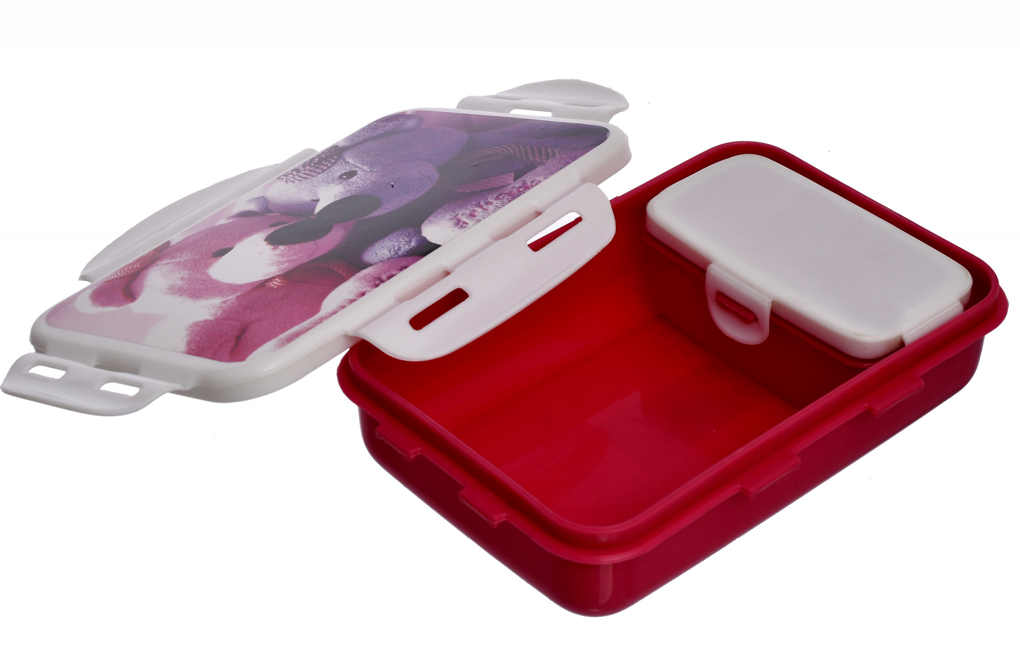 Kuber Industries Model-401 Unbreakable Plastic Medium Airtight Leakproof Lunch Box/Tiffin (Pink)-KUBMART1300