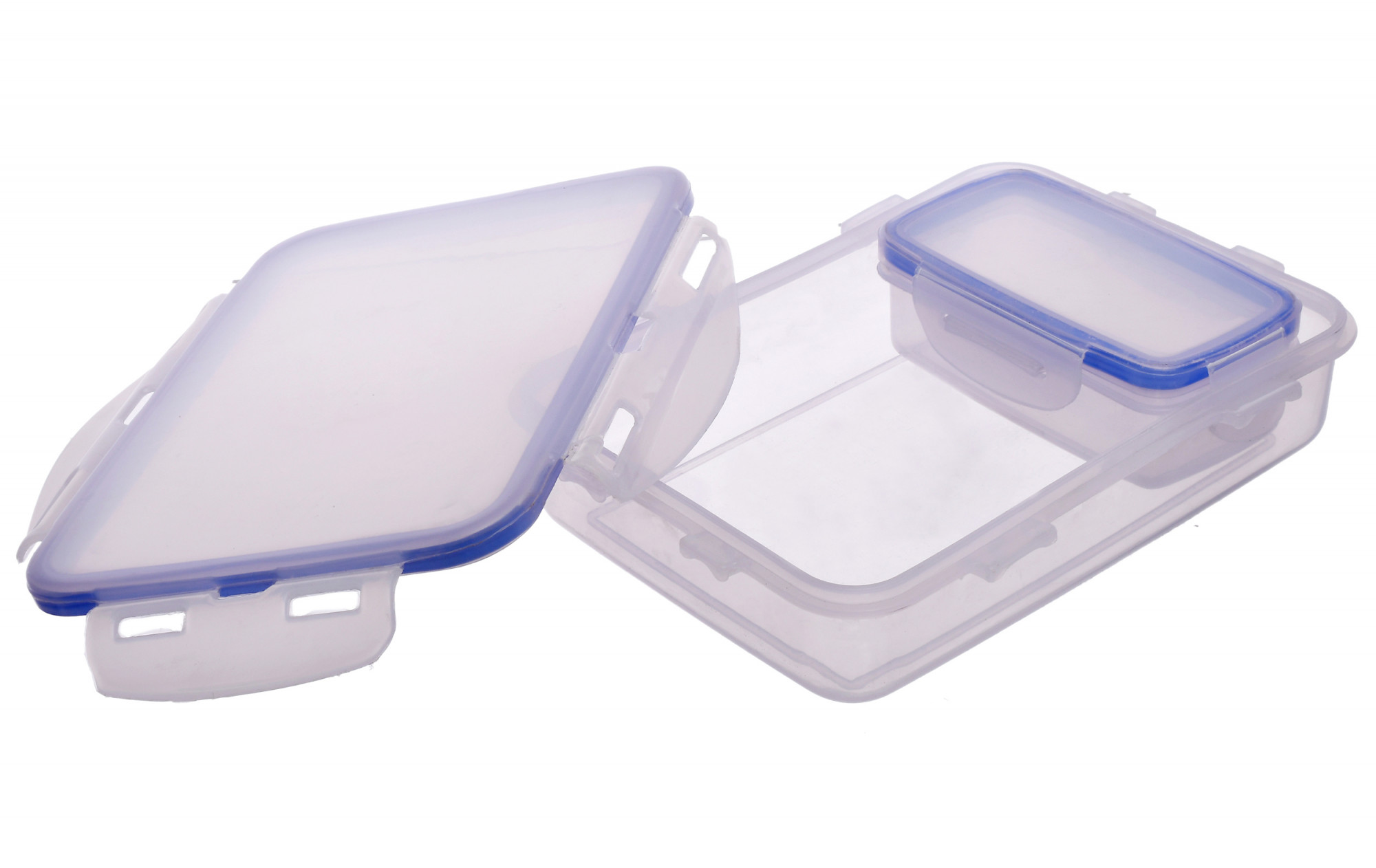 Kuber Industries Model-401 Unbreakable Plastic Medium Airtight Leakproof Transparent Lunch Box/Tiffin (Blue)-KUBMART1306