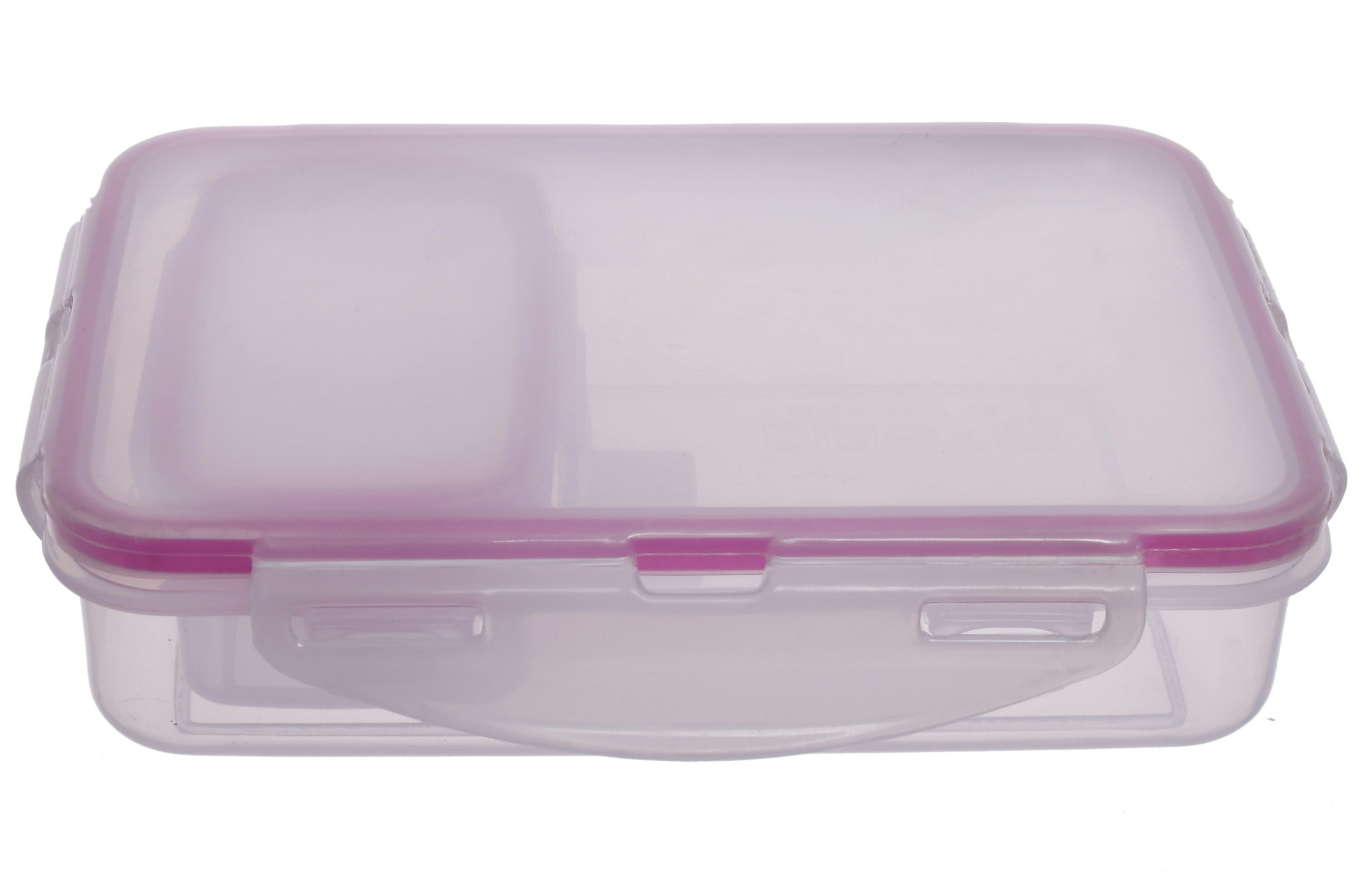 Kuber Industries Model-401 Unbreakable Plastic Medium Airtight Leakproof Transparent Lunch Box/Tiffin (Pink)-KUBMART1308
