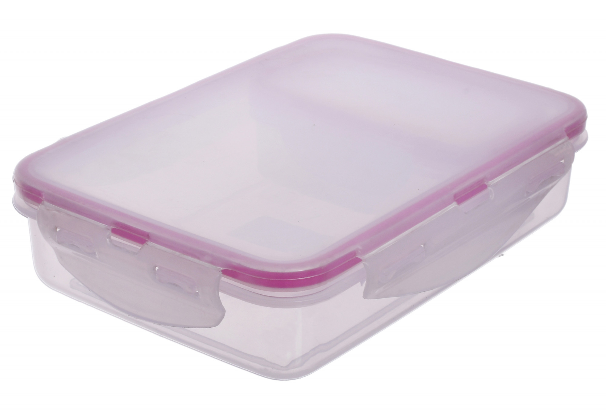 Kuber Industries Model-401 Unbreakable Plastic Medium Airtight Leakproof Transparent Lunch Box/Tiffin (Pink)-KUBMART1308