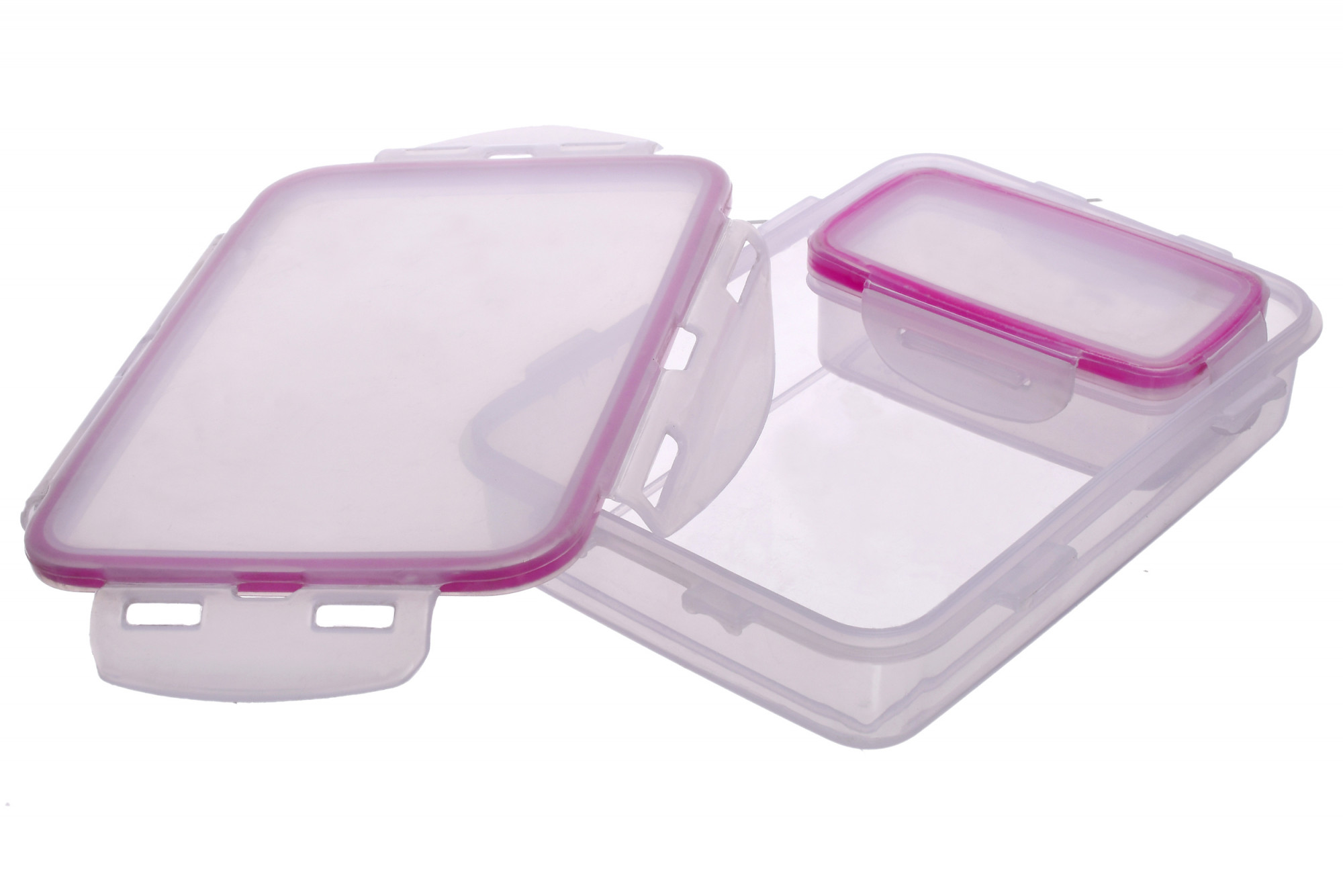 Kuber Industries Model-401 Unbreakable Plastic Medium Airtight Leakproof Transparent Lunch Box/Tiffin (Pink)-KUBMART1308