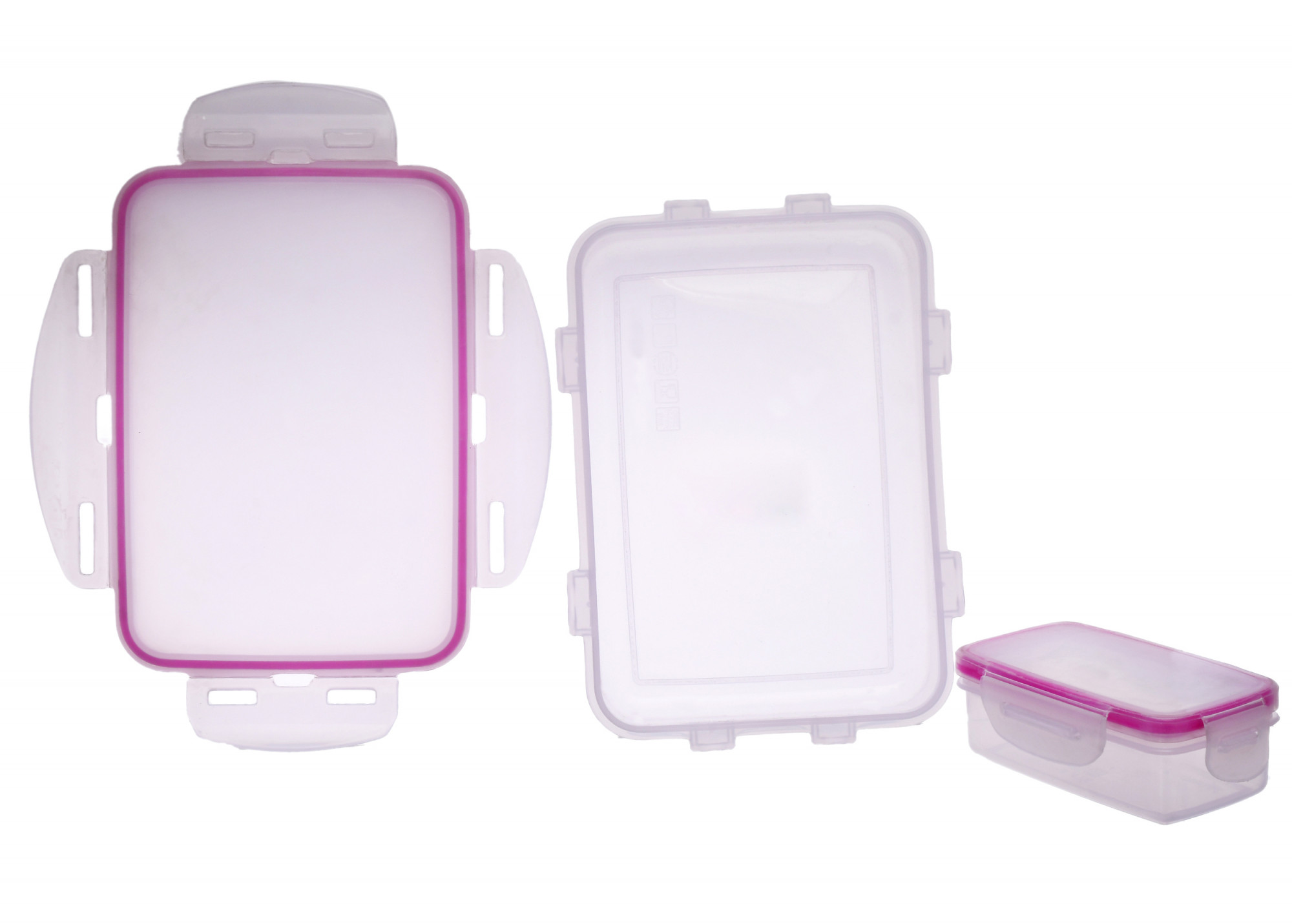 Kuber Industries Model-401 Unbreakable Plastic Medium Airtight Leakproof Transparent Lunch Box/Tiffin (Pink)-KUBMART1308
