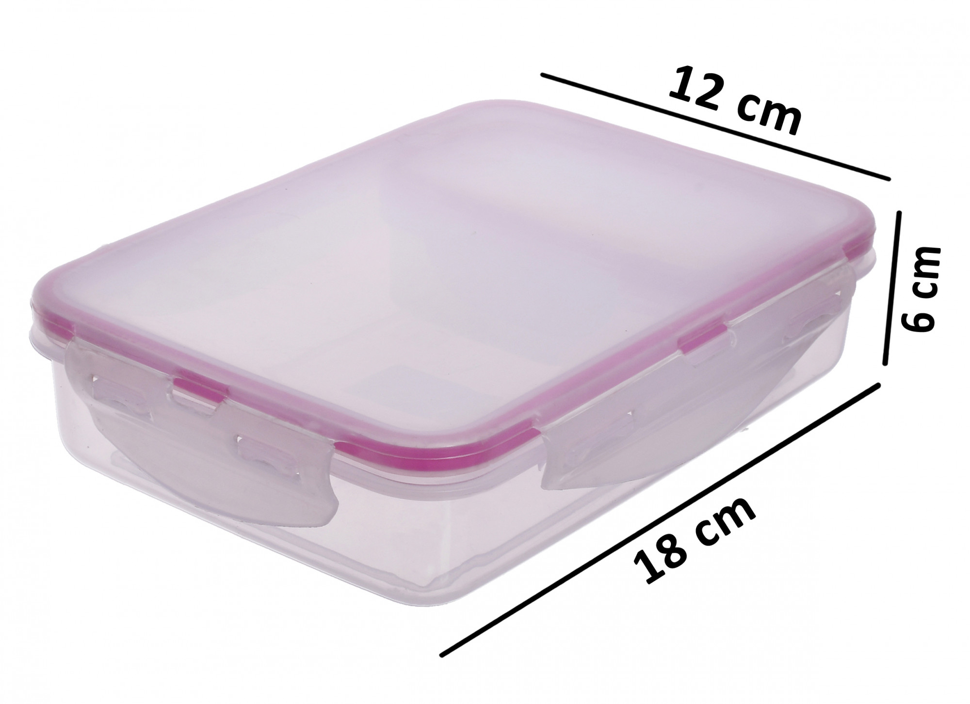 Kuber Industries Model-401 Unbreakable Plastic Medium Airtight Leakproof Transparent Lunch Box/Tiffin (Pink)-KUBMART1308