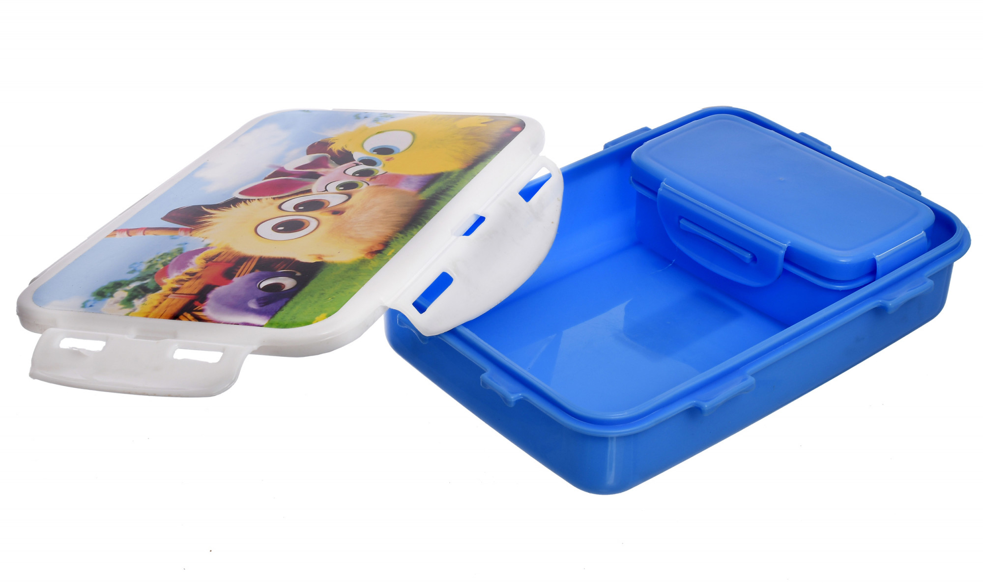 Kuber Industries Model-501 Unbreakable Plastic Large Airtight Leakproof Lunch Box/Tiffin (Blue)-KUBMART1310