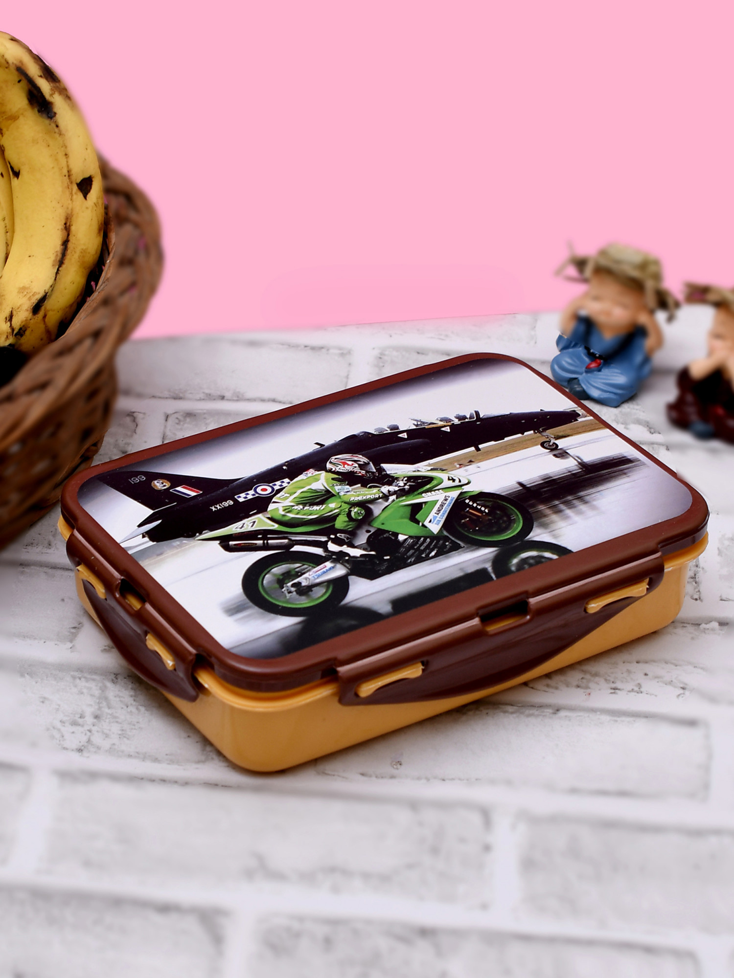 Kuber Industries Model-501 Unbreakable Plastic Large Airtight Leakproof Lunch Box/Tiffin (Brown)-KUBMART1314