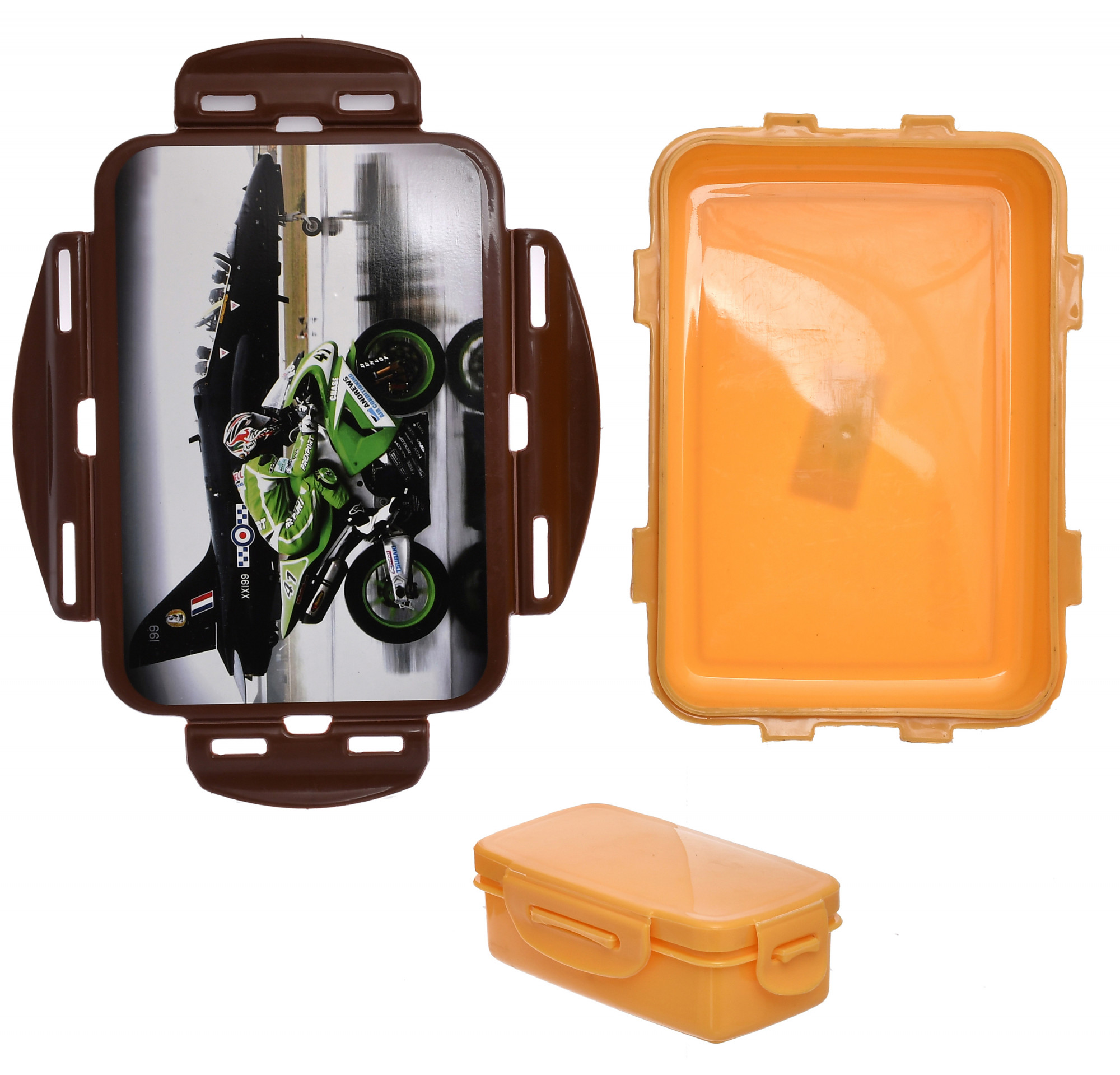 Kuber Industries Model-501 Unbreakable Plastic Large Airtight Leakproof Lunch Box/Tiffin (Brown)-KUBMART1314