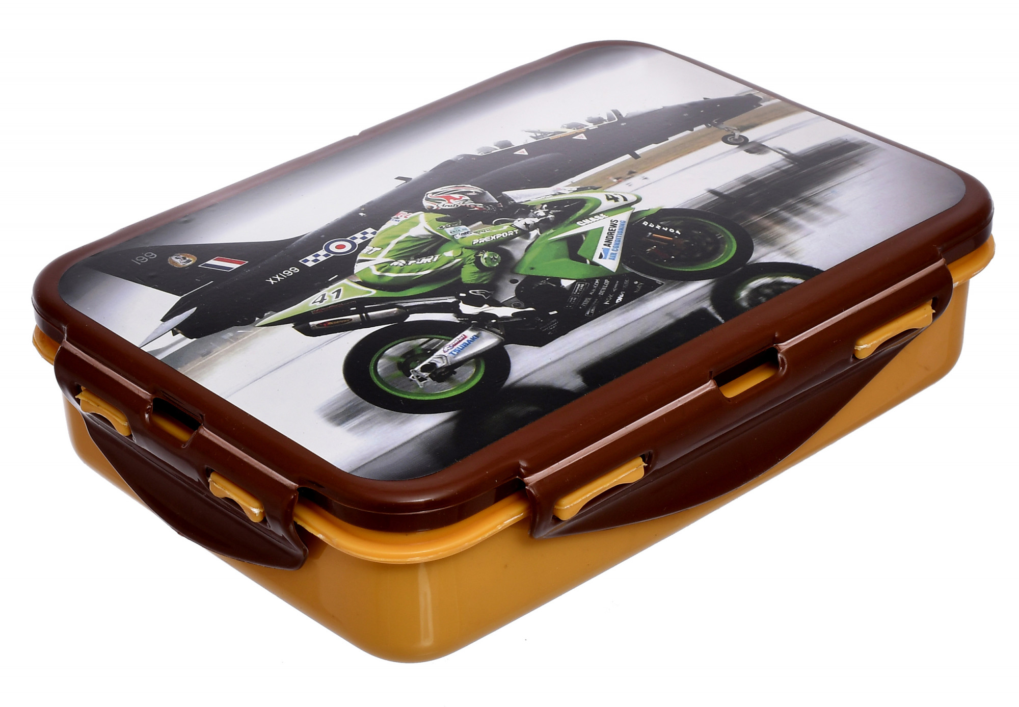 Kuber Industries Model-501 Unbreakable Plastic Large Airtight Leakproof Lunch Box/Tiffin (Brown)-KUBMART1314