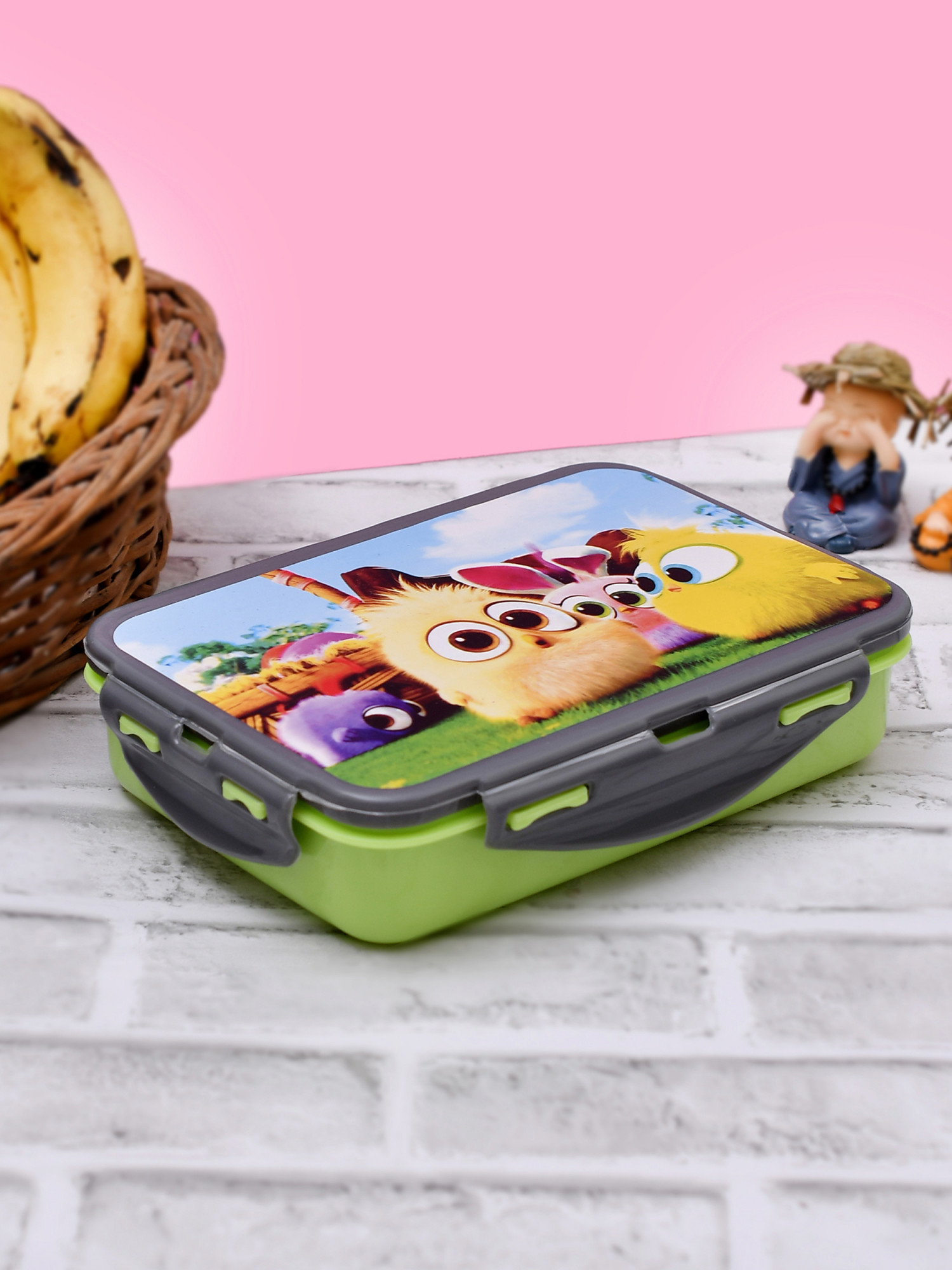 Kuber Industries Model-501 Unbreakable Plastic Large Airtight Leakproof Lunch Box/Tiffin (Green)-KUBMART1316