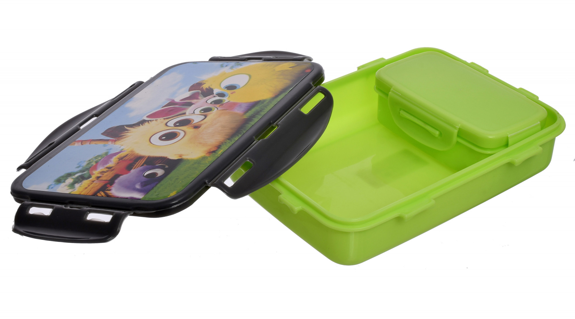 Kuber Industries Model-501 Unbreakable Plastic Large Airtight Leakproof Lunch Box/Tiffin (Green)-KUBMART1316
