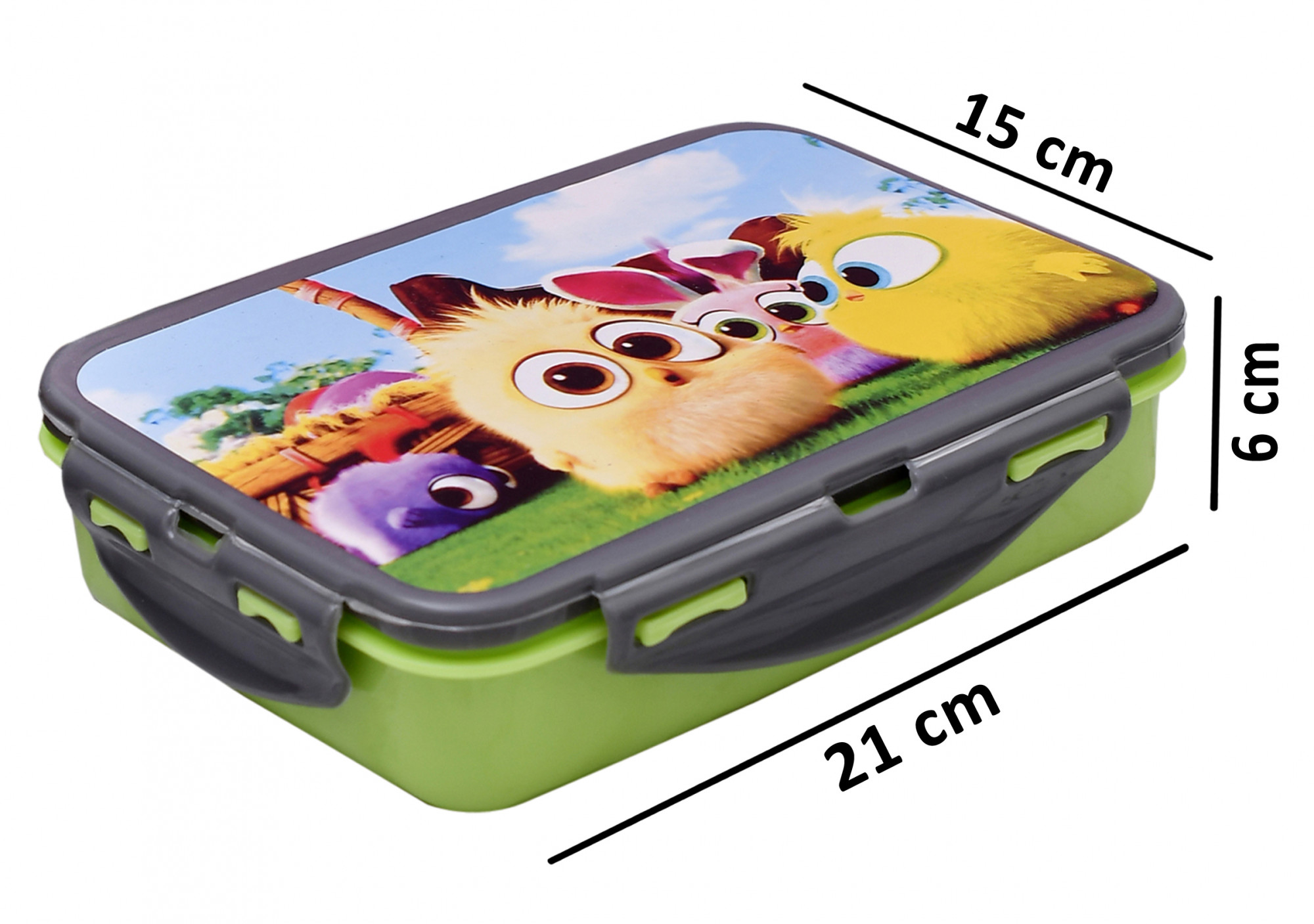 Kuber Industries Model-501 Unbreakable Plastic Large Airtight Leakproof Lunch Box/Tiffin (Green)-KUBMART1316