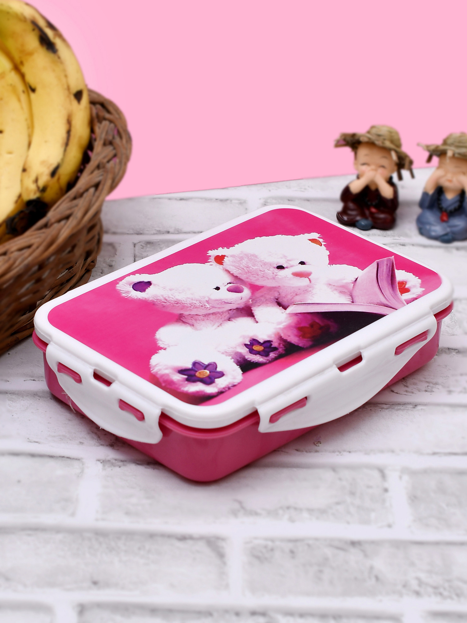 Kuber Industries Model-501 Unbreakable Plastic Large Airtight Leakproof Lunch Box/Tiffin (Pink)-KUBMART1312