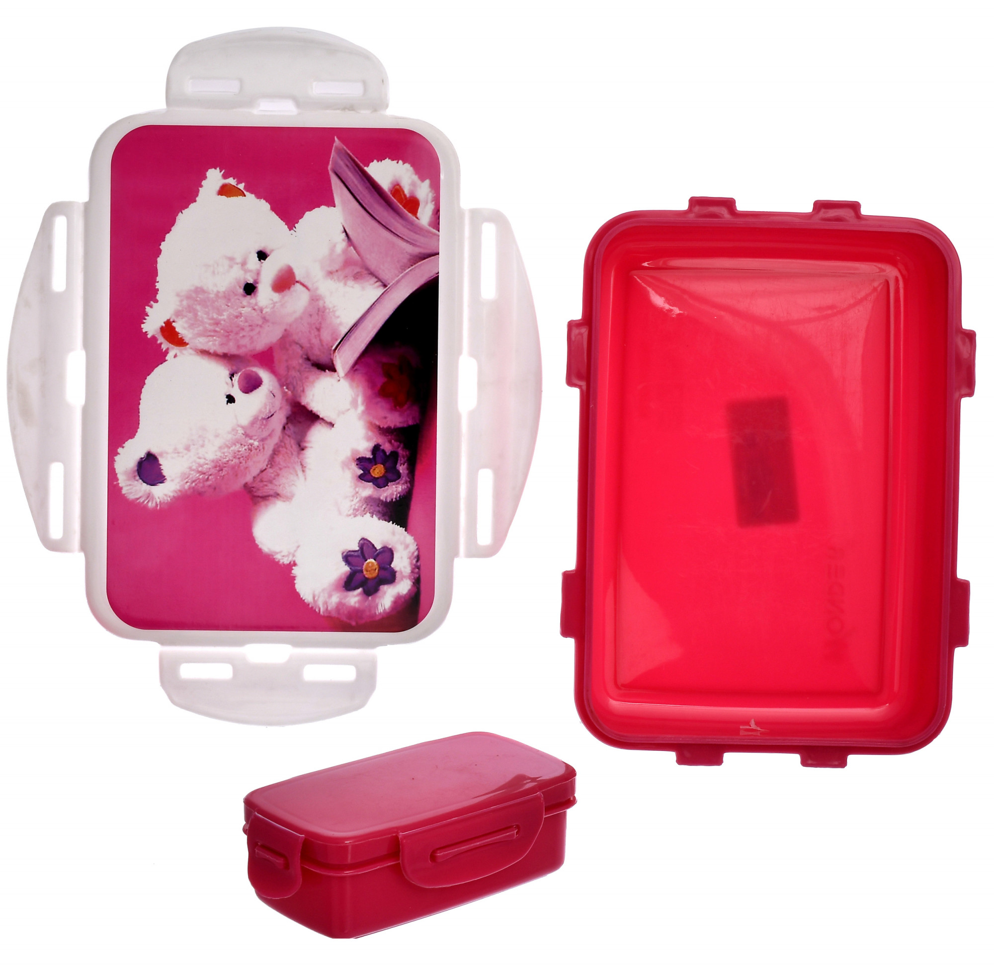 Kuber Industries Model-501 Unbreakable Plastic Large Airtight Leakproof Lunch Box/Tiffin (Pink)-KUBMART1312