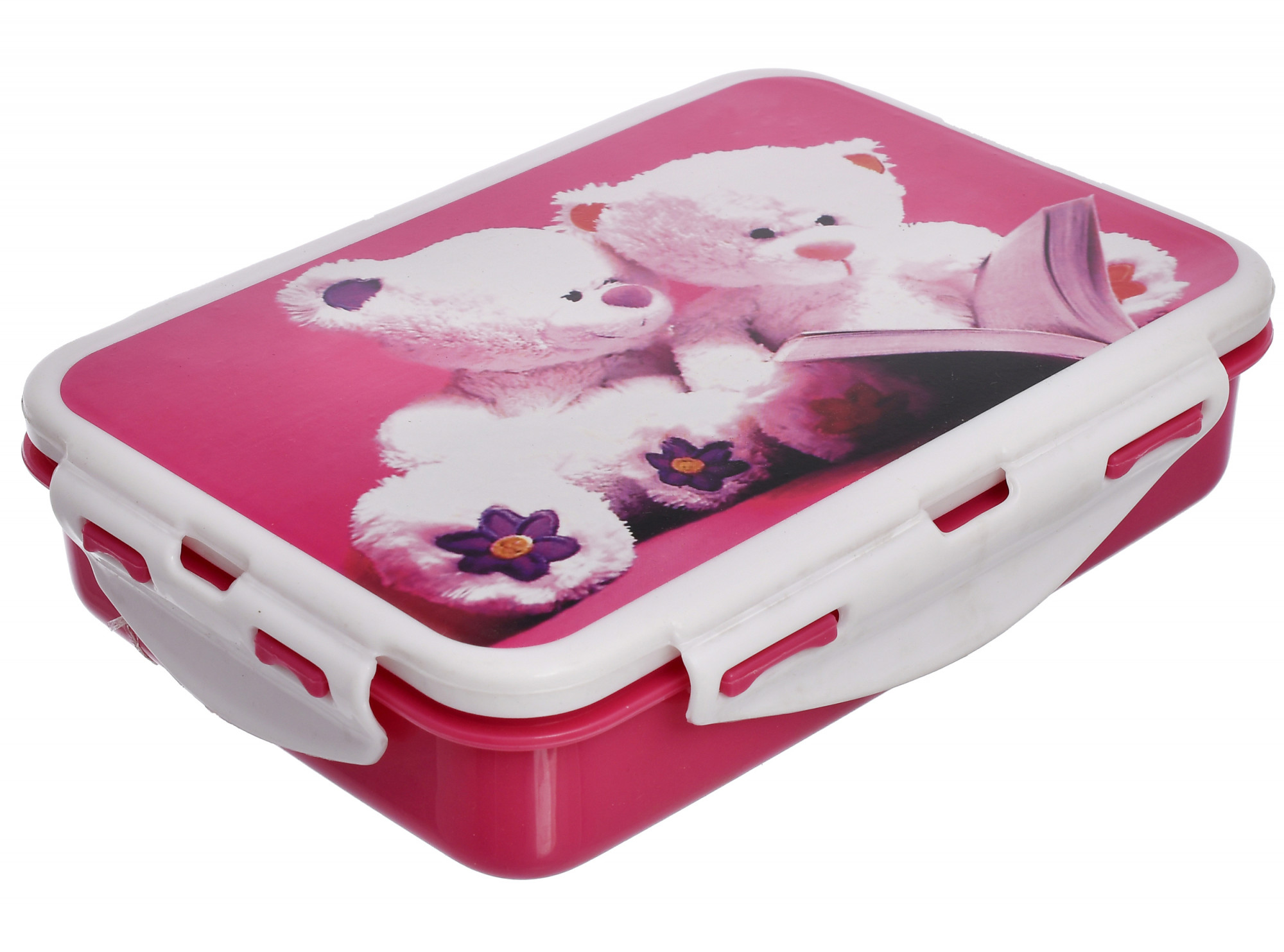 Kuber Industries Model-501 Unbreakable Plastic Large Airtight Leakproof Lunch Box/Tiffin (Pink)-KUBMART1312