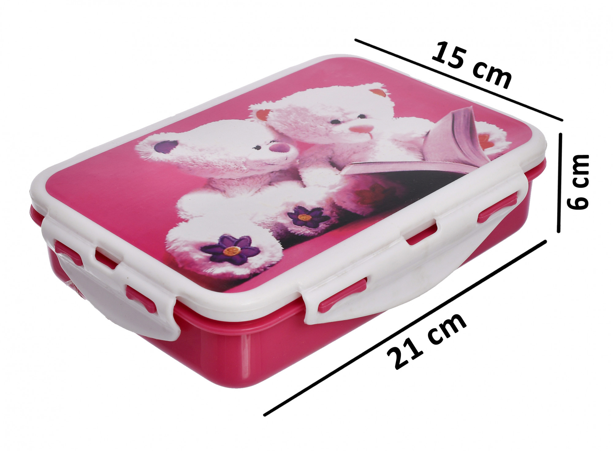 Kuber Industries Model-501 Unbreakable Plastic Large Airtight Leakproof Lunch Box/Tiffin (Pink)-KUBMART1312