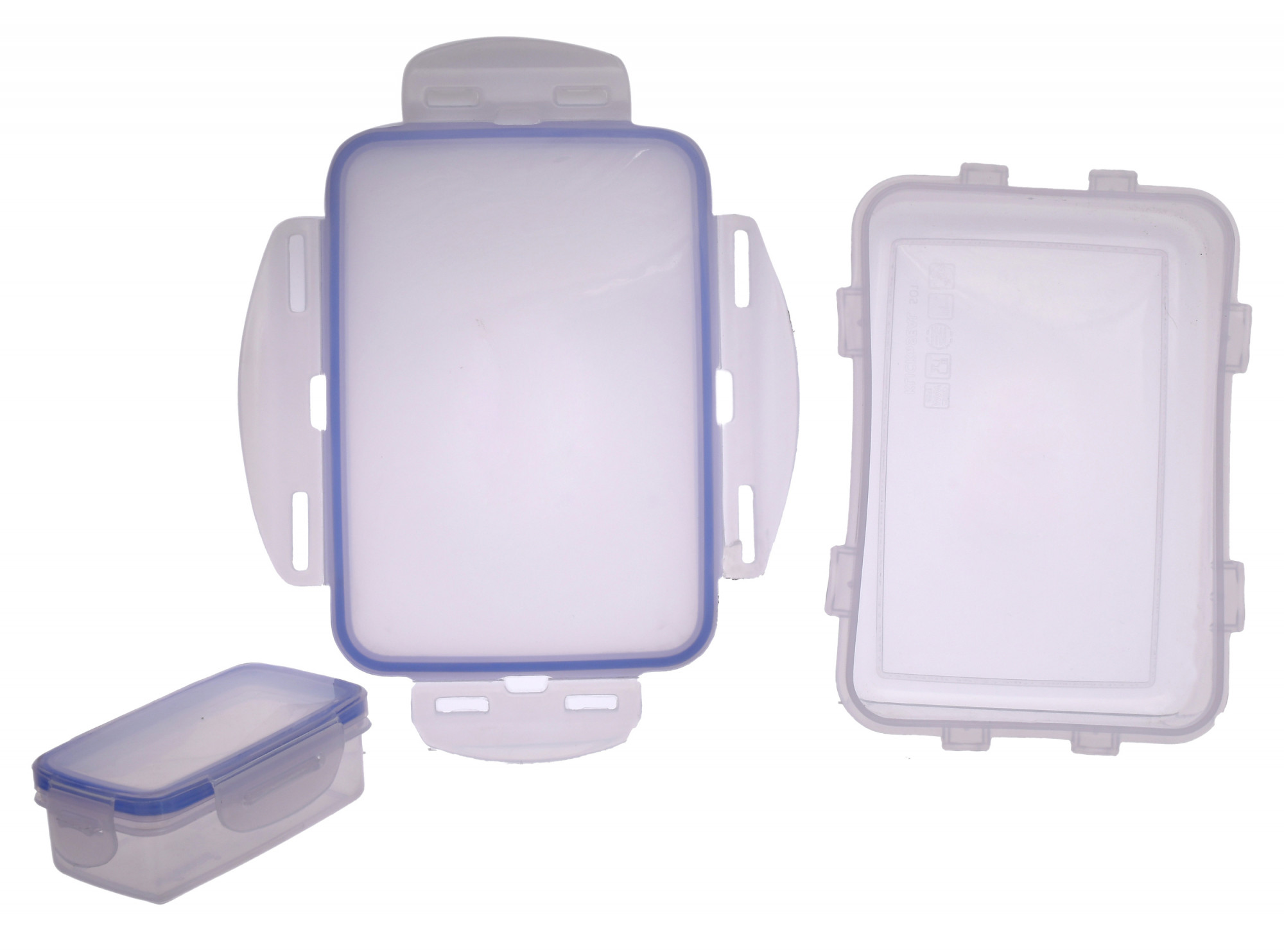 Kuber Industries Model-501 Unbreakable Plastic Large Airtight Leakproof Transparent Lunch Box/Tiffin (Blue)-KUBMART1318