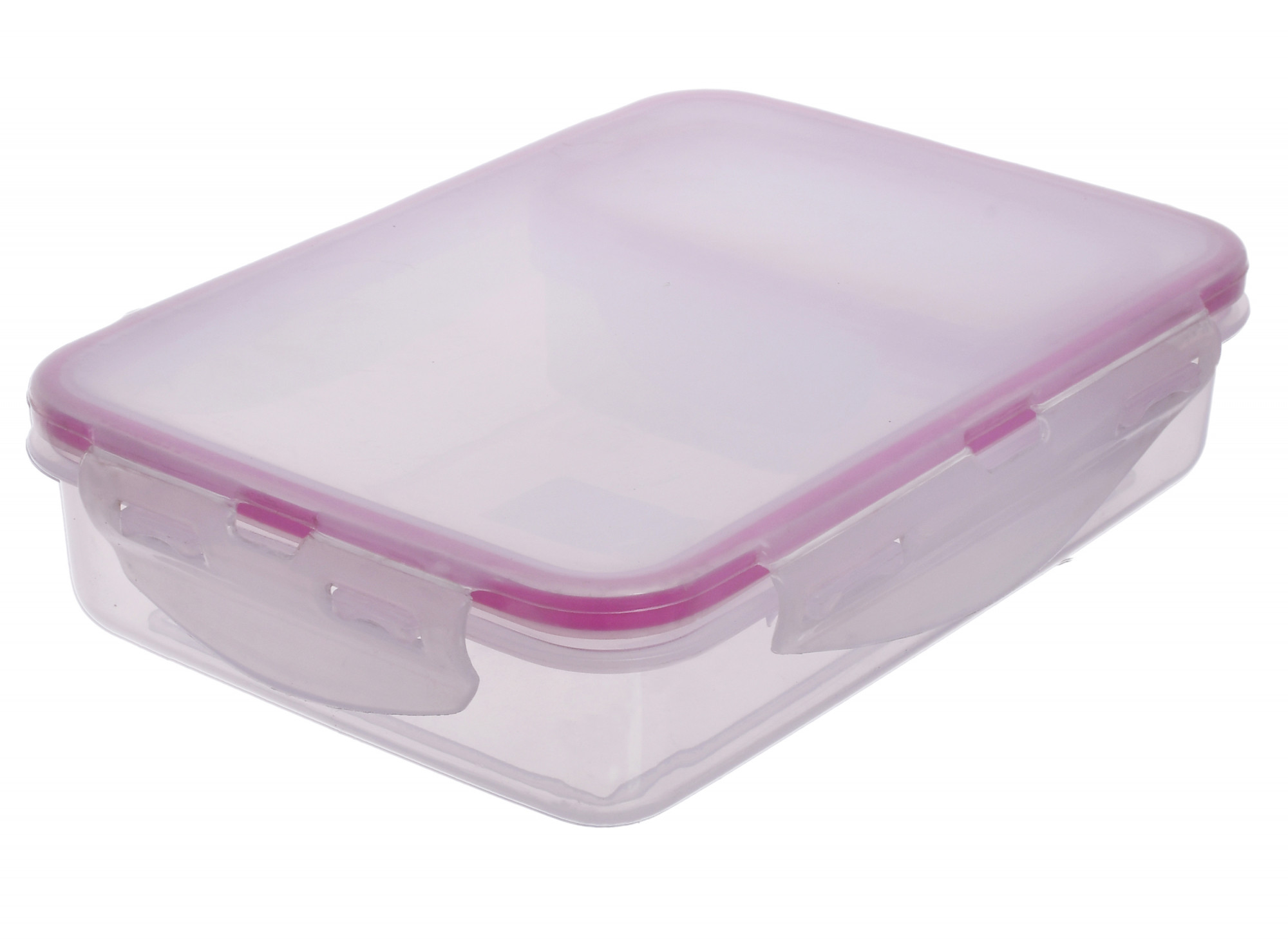 Kuber Industries Model-501 Unbreakable Plastic Large Airtight Leakproof Transparent Lunch Box/Tiffin (Pink)-KUBMART1320