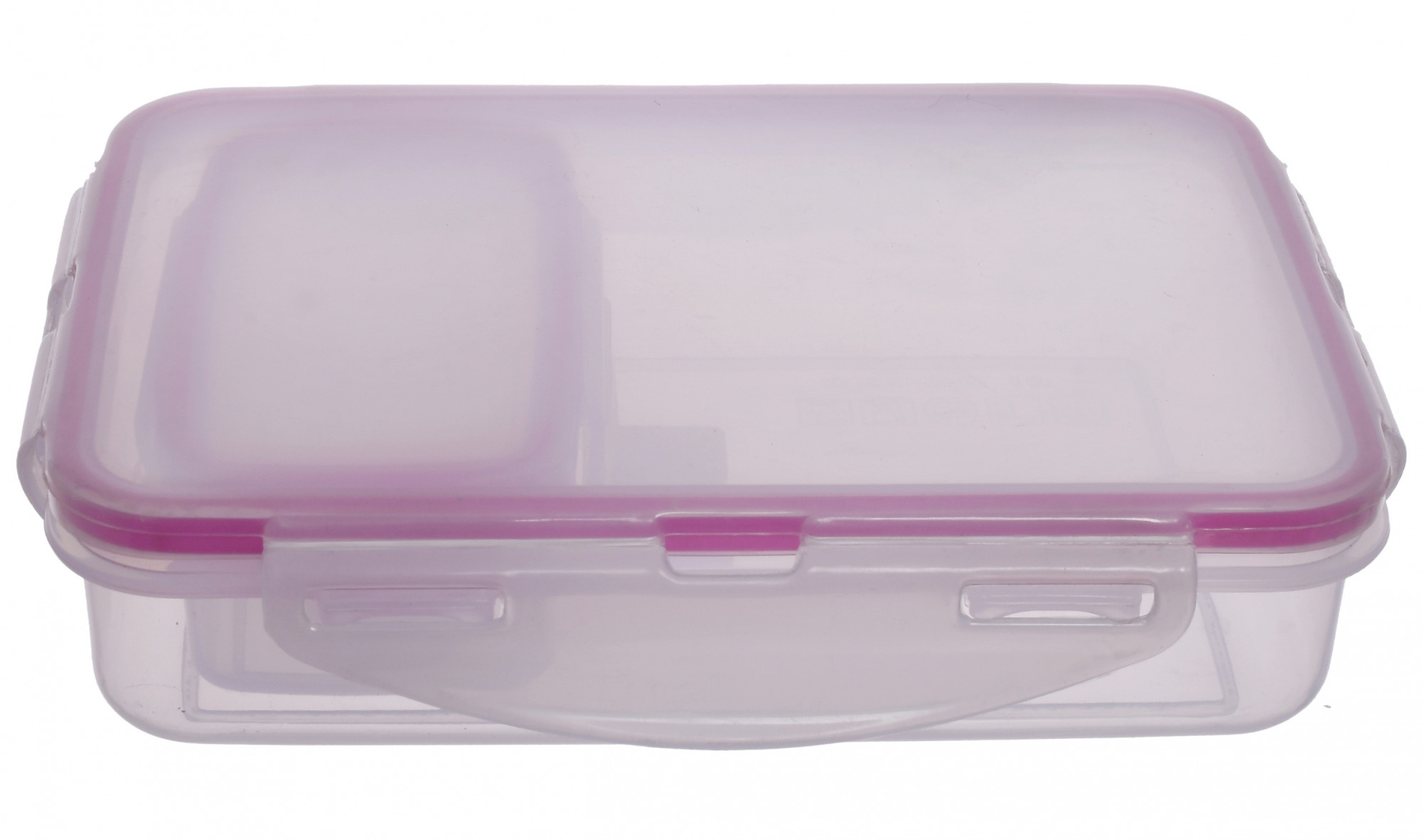 Kuber Industries Model-501 Unbreakable Plastic Large Airtight Leakproof Transparent Lunch Box/Tiffin (Pink)-KUBMART1320