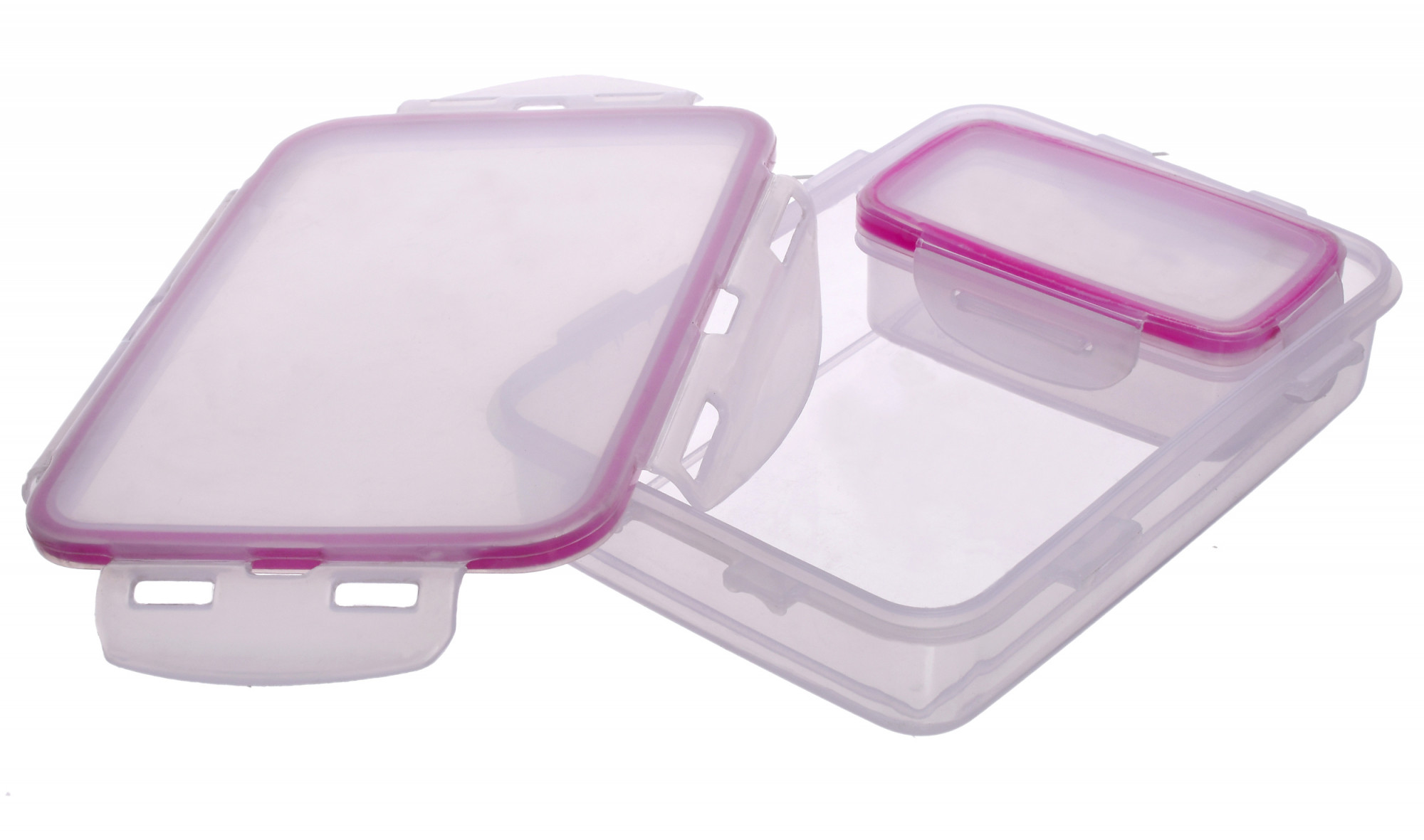 Kuber Industries Model-501 Unbreakable Plastic Large Airtight Leakproof Transparent Lunch Box/Tiffin (Pink)-KUBMART1320