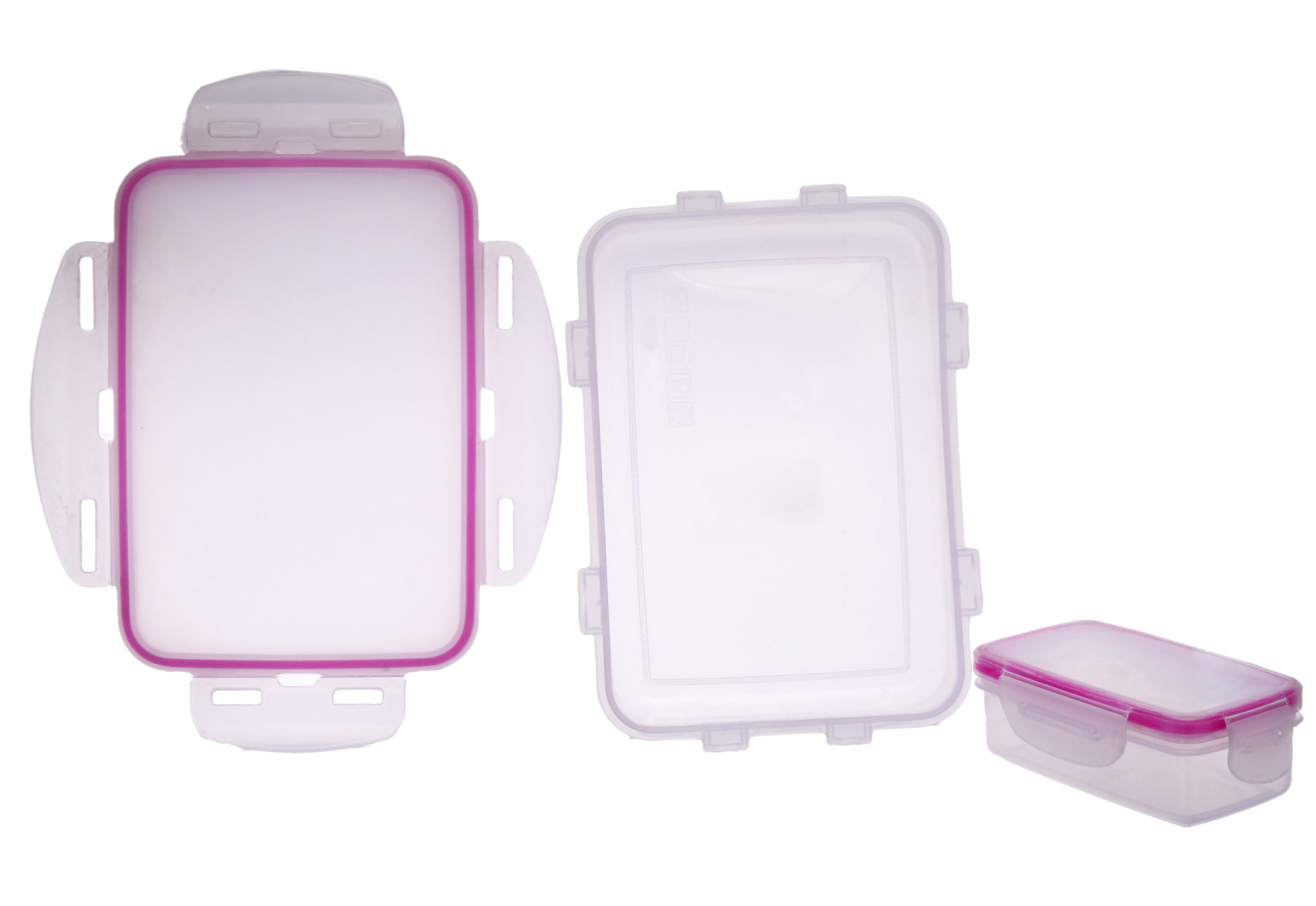Kuber Industries Model-501 Unbreakable Plastic Large Airtight Leakproof Transparent Lunch Box/Tiffin (Pink)-KUBMART1320