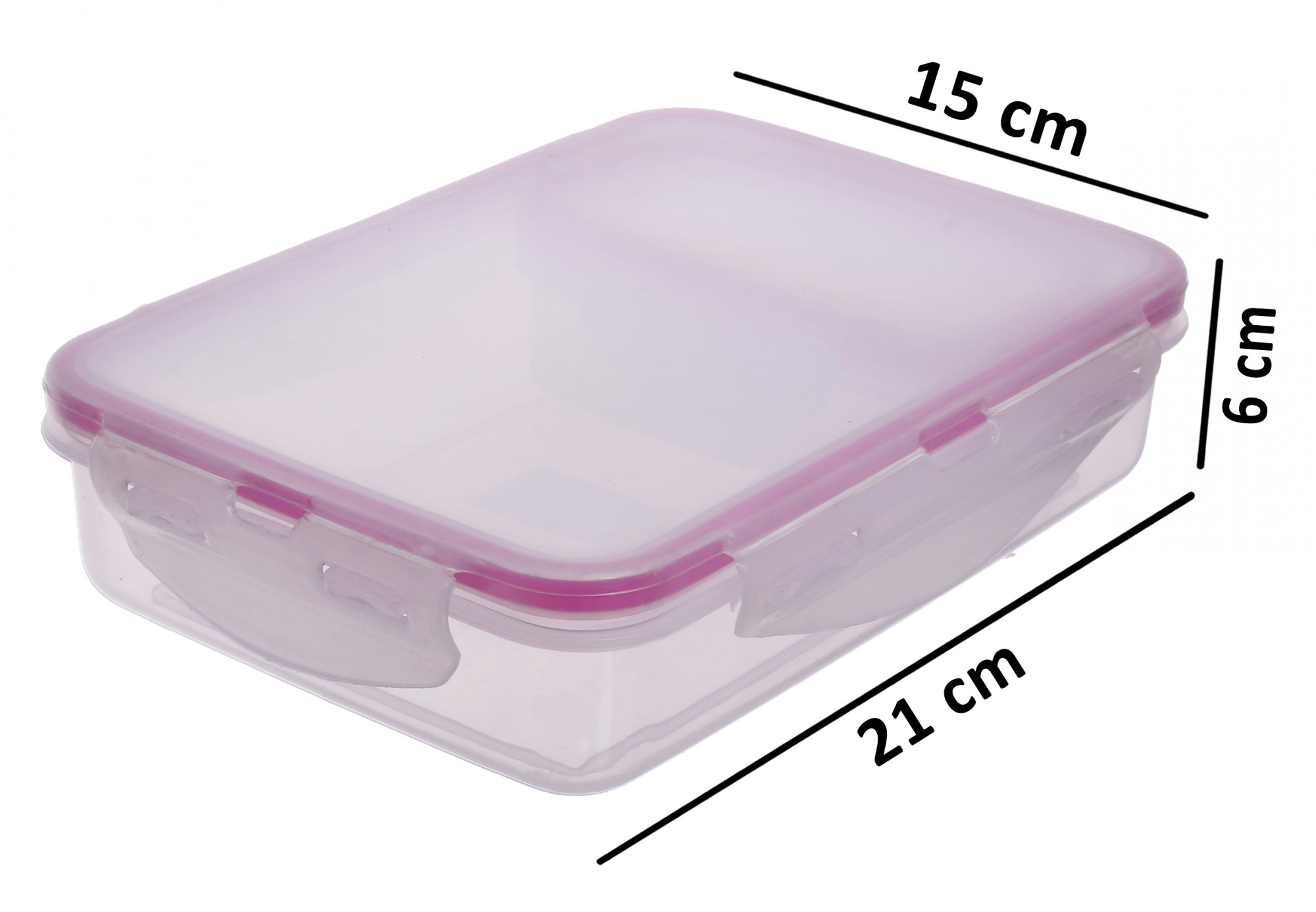 Kuber Industries Model-501 Unbreakable Plastic Large Airtight Leakproof Transparent Lunch Box/Tiffin (Pink)-KUBMART1320