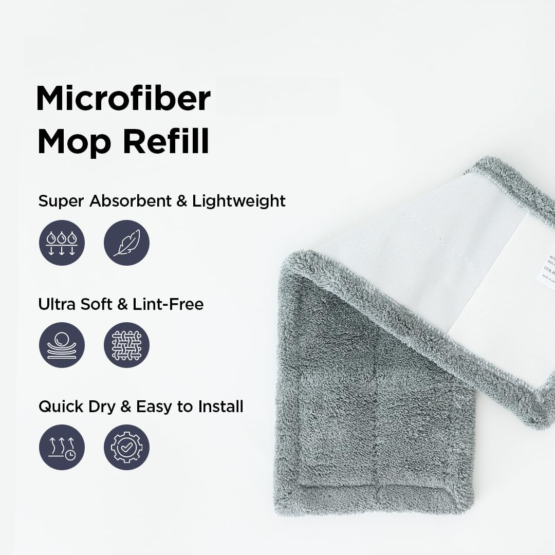 Kuber Industries Mop Refill Pad | Microfiber Wet & Dry Pad | Flat Refill Pad | Mop Reusable Drying Pad | Floor Cleaning Mop Pad | SHPTNTSHR1 | Gray