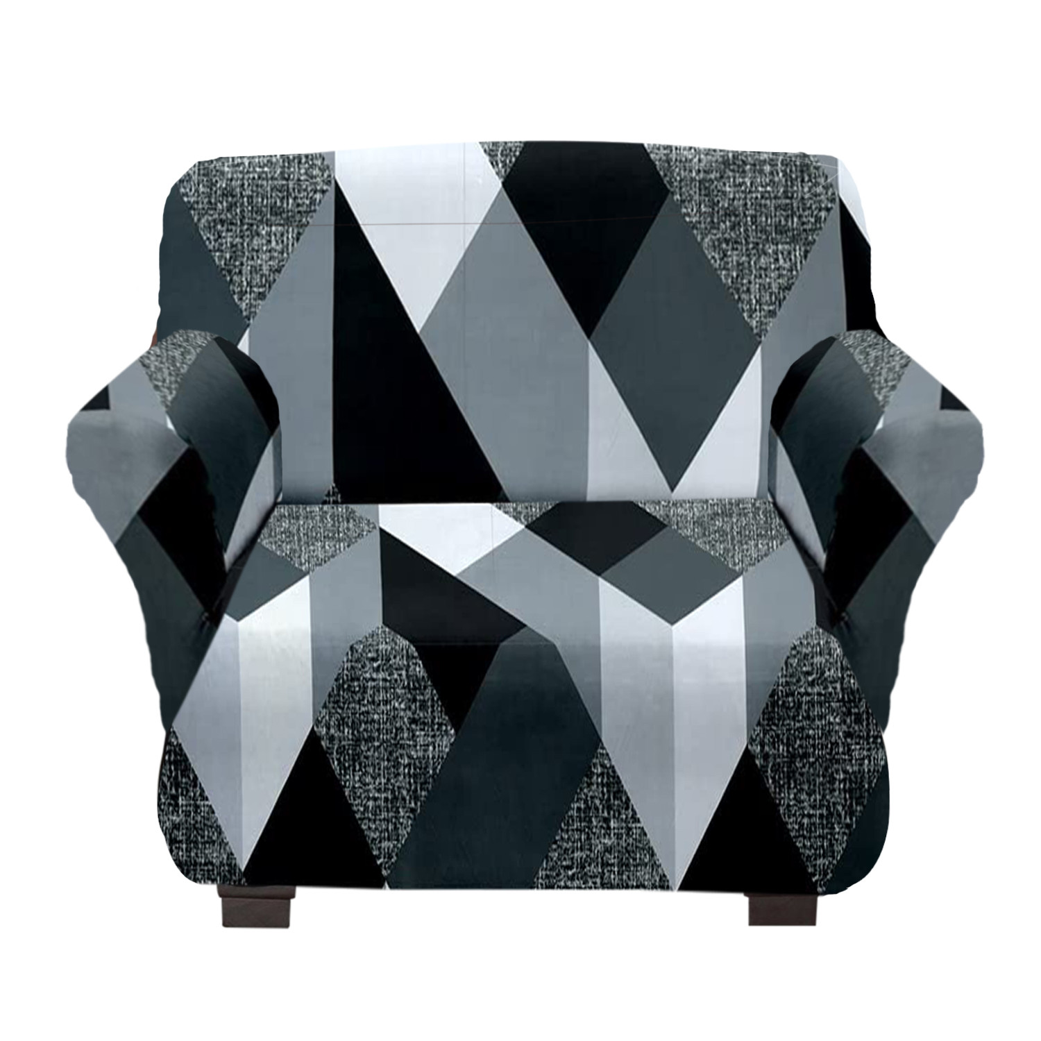 Kuber Industries Multi Check Printed Stretchable, Non-Slip Polyster 1 & 3 Seater Sofa Cover/Slipcover/Protector Set With Foam Stick, Set of 2 (Grey)