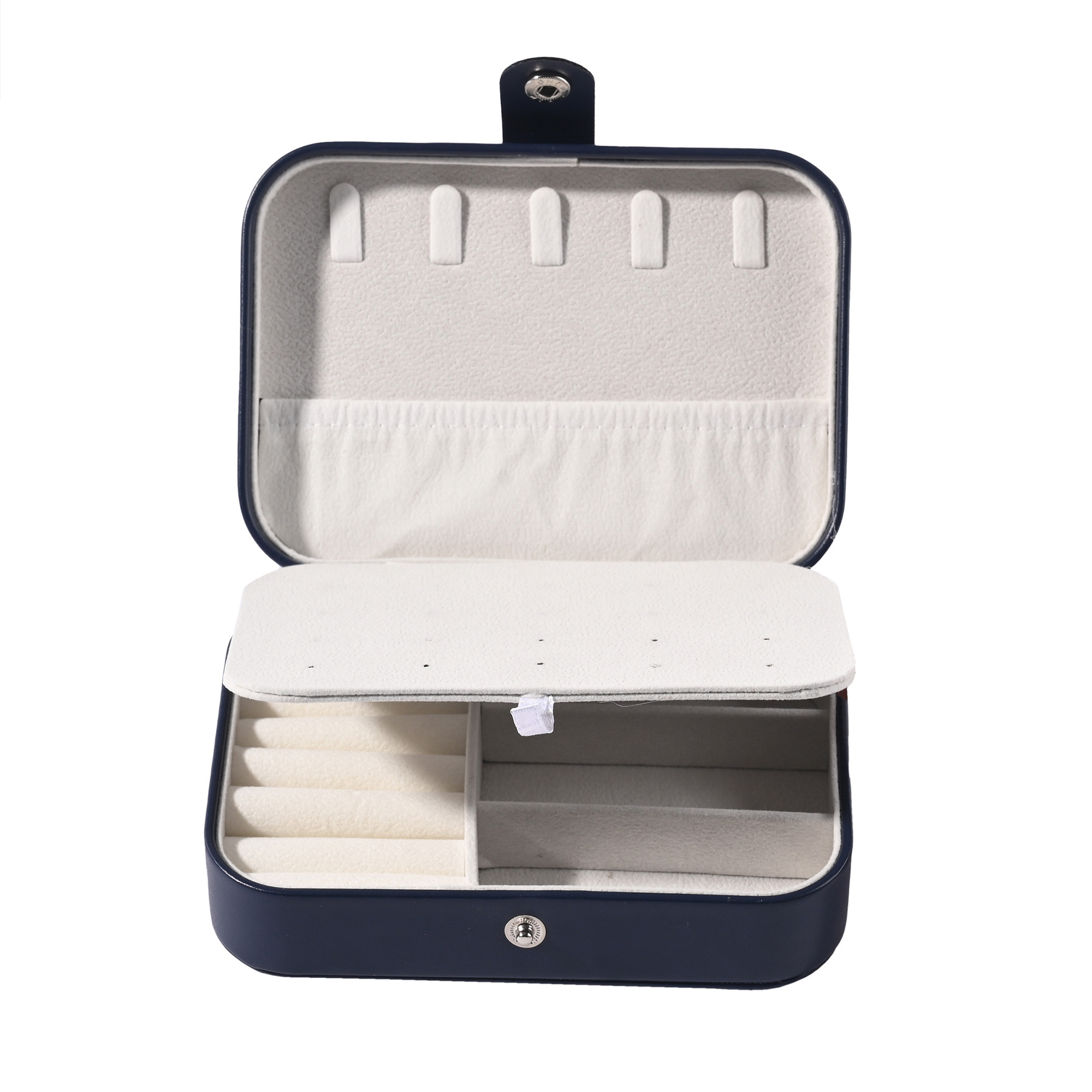 Kuber Industries Multi-Compartment Jewellery Box For Women  Elegant Ornaments Organizer Storage Box for Ring Stud  Necklace  Aesthetic Singar Case for Girls  YJ-25-NBLU  Navy Blue